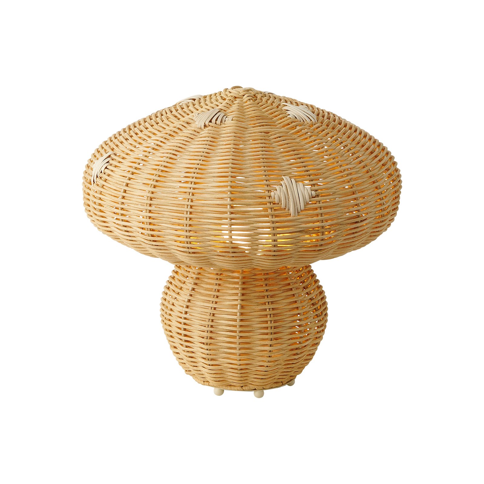 Настолна лампа Allie, ратан, форма на гъба, естествено кафяво