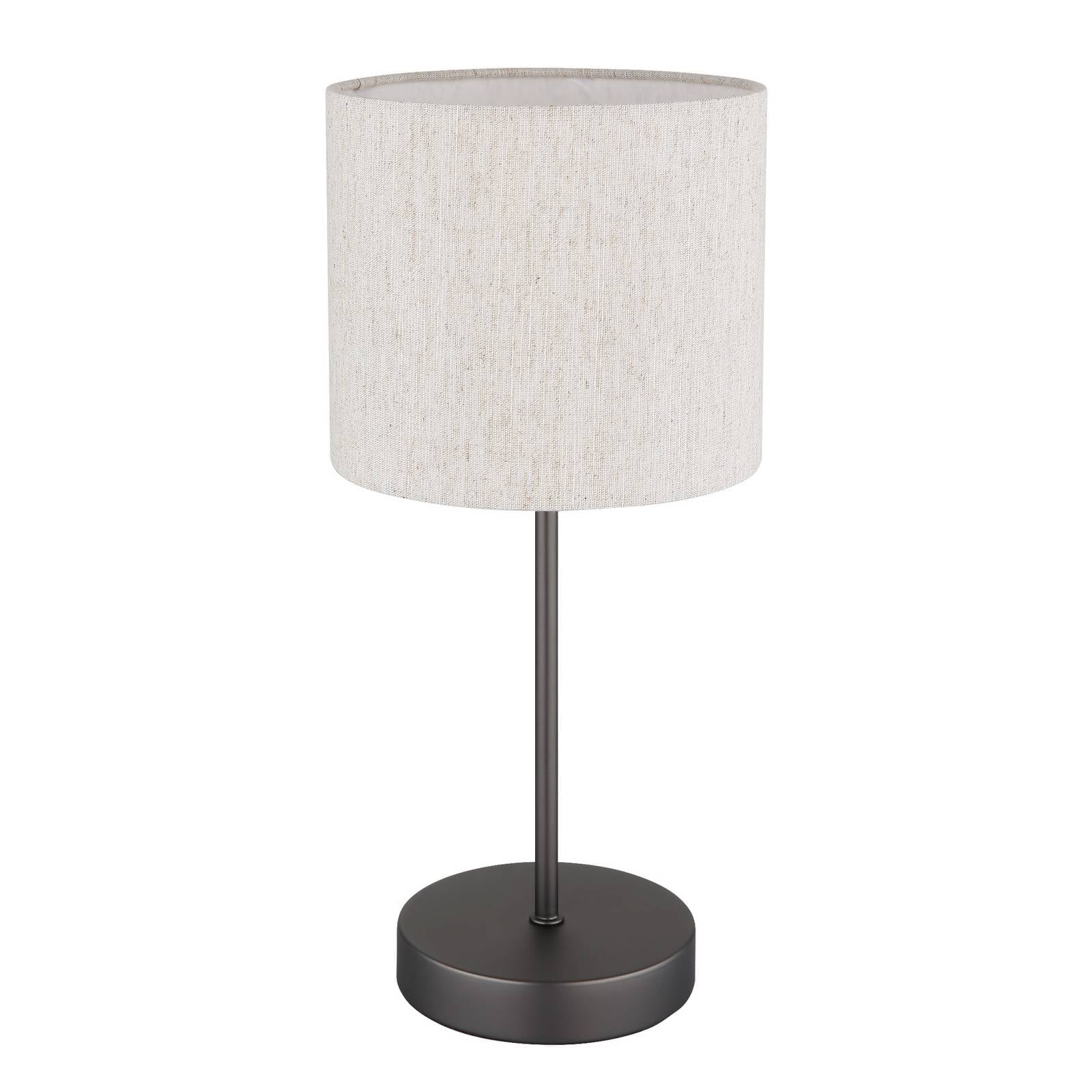 Tischleuchte Thea, creme/schwarz matt, Leinen, Höhe 37 cm