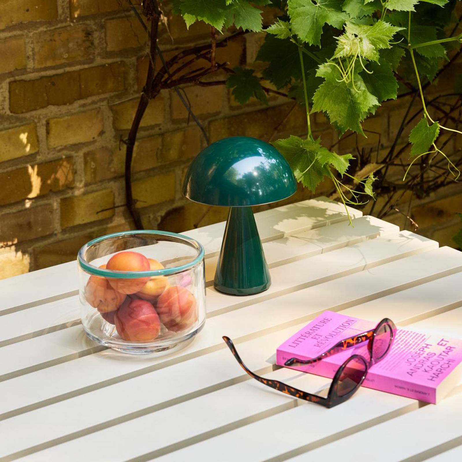 HÜBSCH LED-Akku-Tischleuchte Mush, dunkelgrün, Höhe 20 cm günstig online kaufen