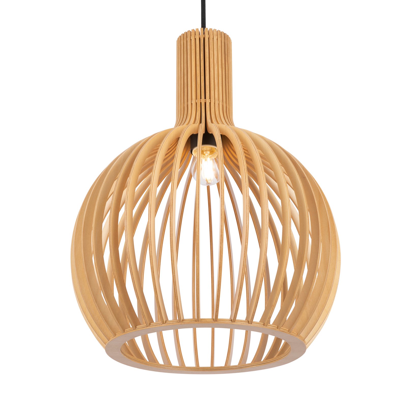 Maytoni Roots pendant light, Ø 35 cm, height 45 cm, beige, wood