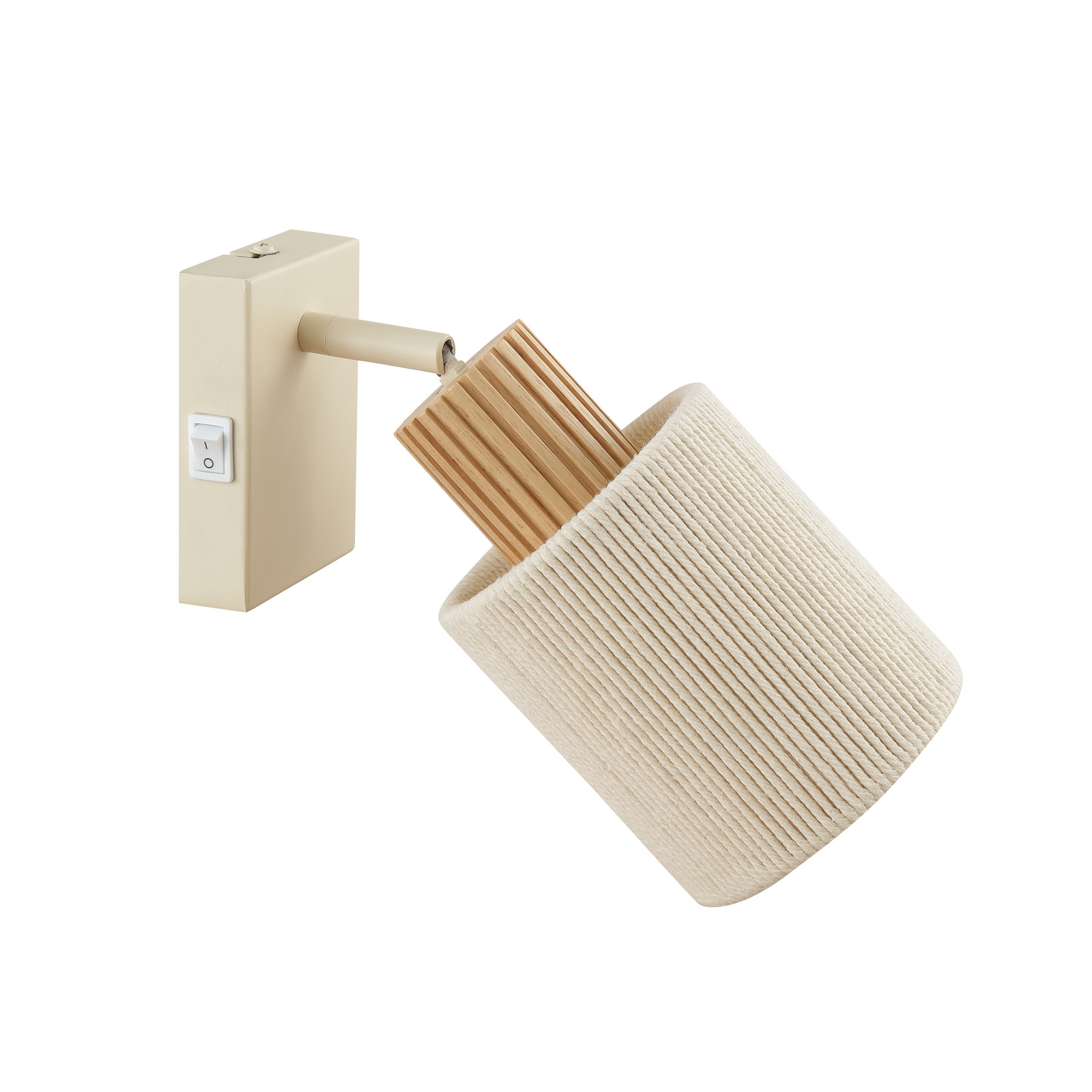 Wandleuchte Arlo, beige/holzfarben, Textil, Höhe 21 cm, E27 Wandleuchte Arlo, beige/holzfarben, Textil, Höhe 21 cm, E27