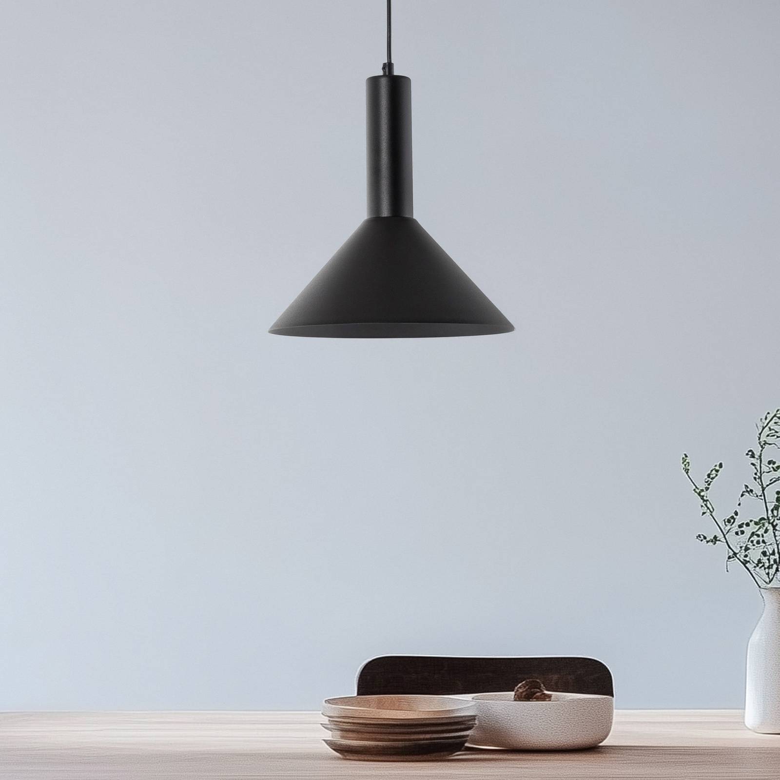 Lampa wisząca stożek Vitrum, czarna, metal, Ø 26 cm, E27