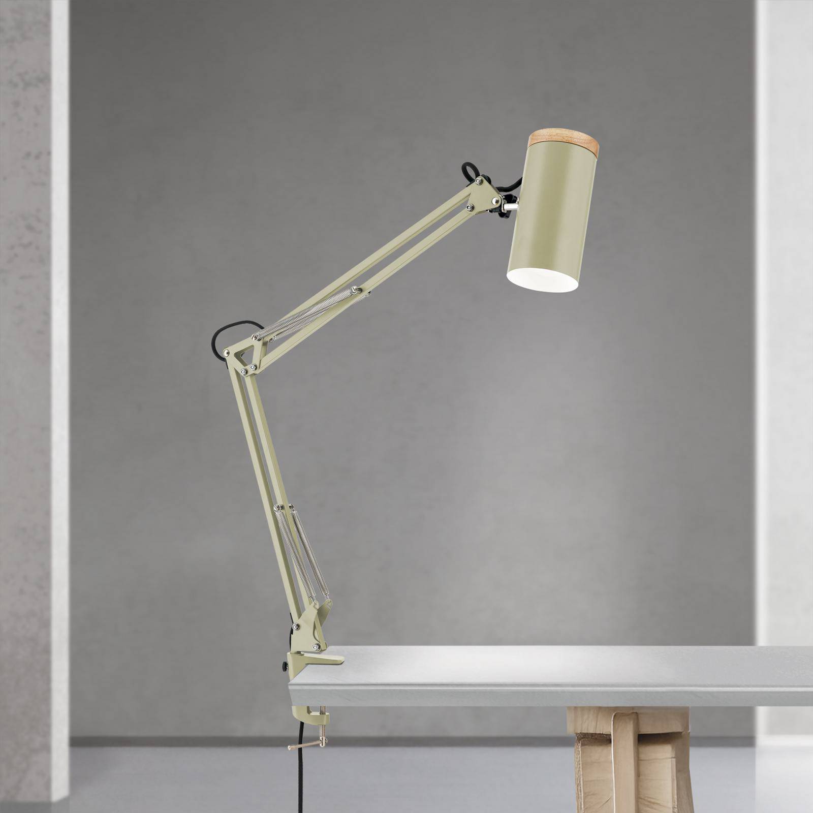 Tischleuchte Gili, lichtgrün, Klemme, Stahl, Höhe 75 cm, E27 günstig online kaufen