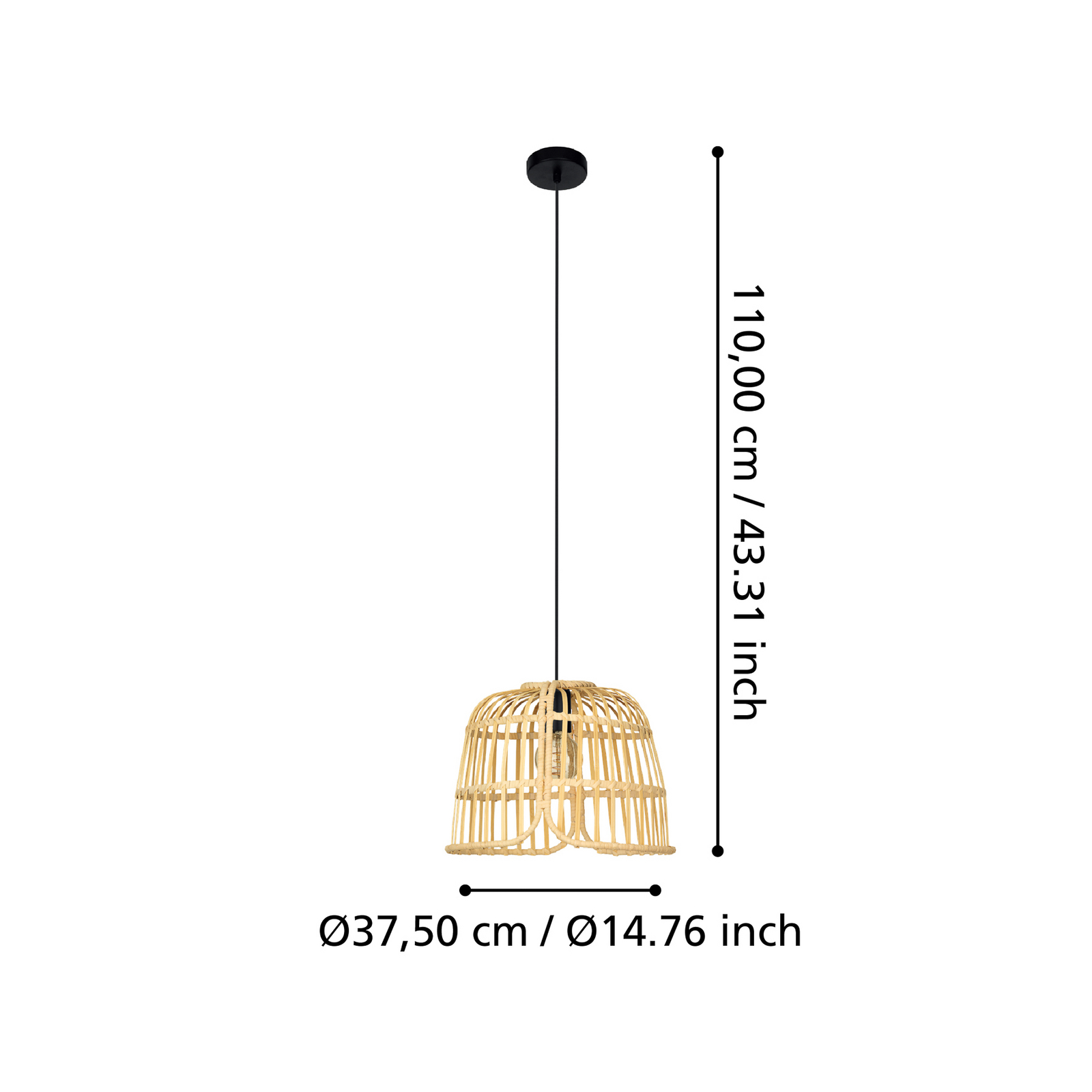 "Glyneath" pakabinamas šviestuvas su bambuko atspalviu, Ø 37,5 cm "Glyneath" pakabinamas šviestuvas su bambuko atspalviu, Ø 37,5 cm