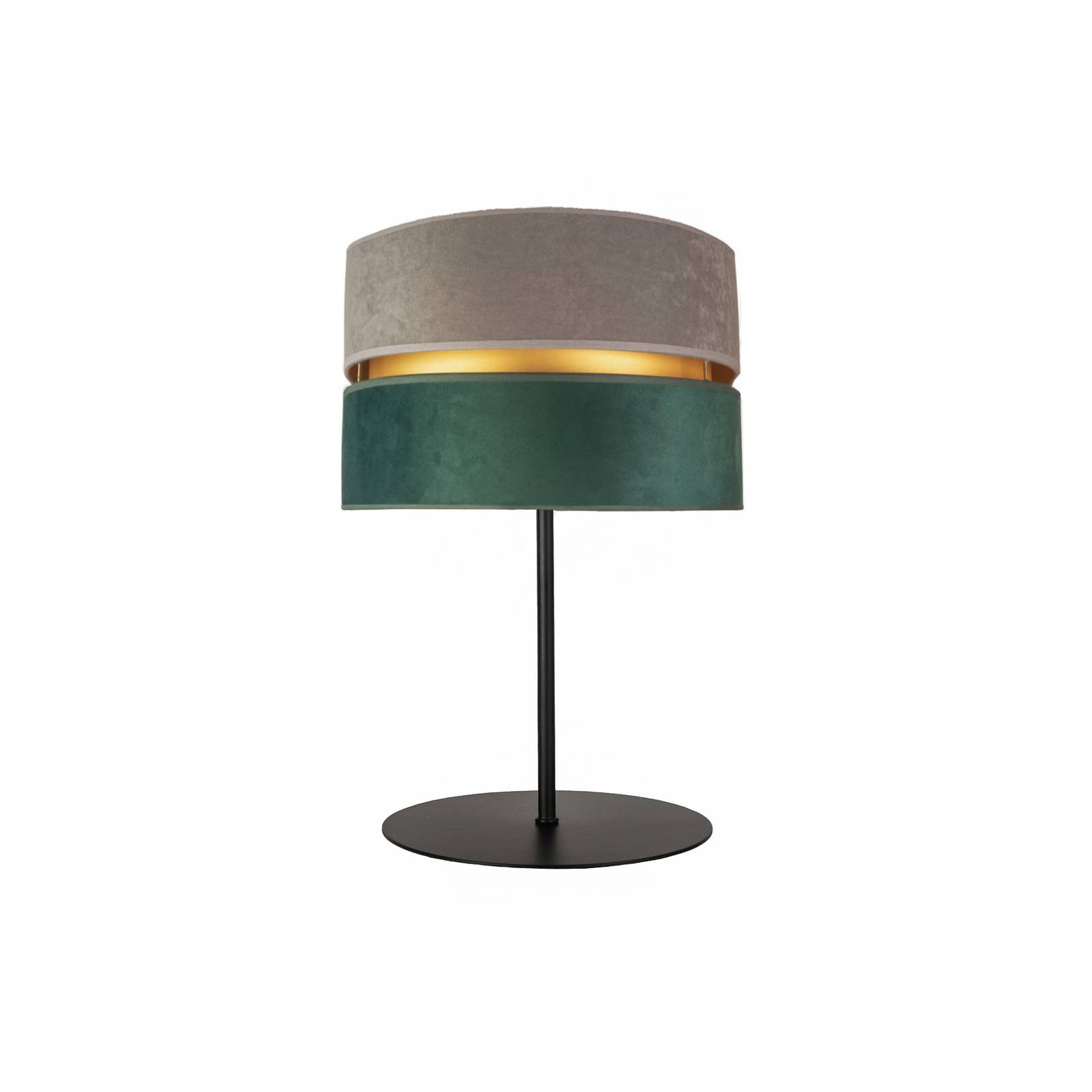 Euluna Golden Duo table lamp grey/green/gold height 30 cm, for Living / Dining Room, velvet, metal, E14, 40 W, H: 30 cm