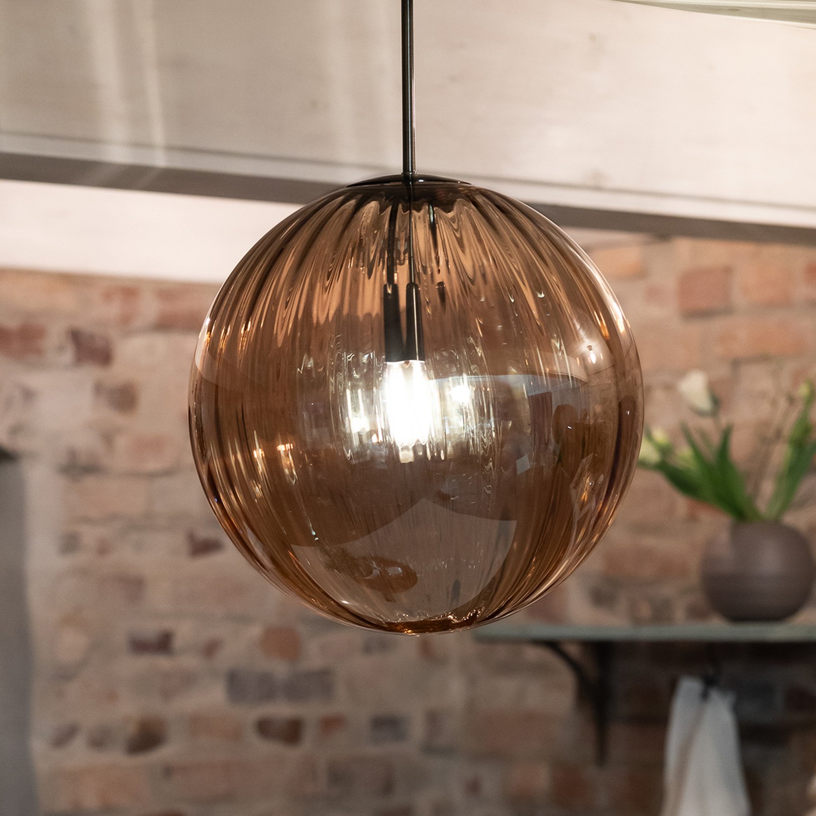 Fengari 1 Hanglamp Antique Brass/Amber - Markslöjd