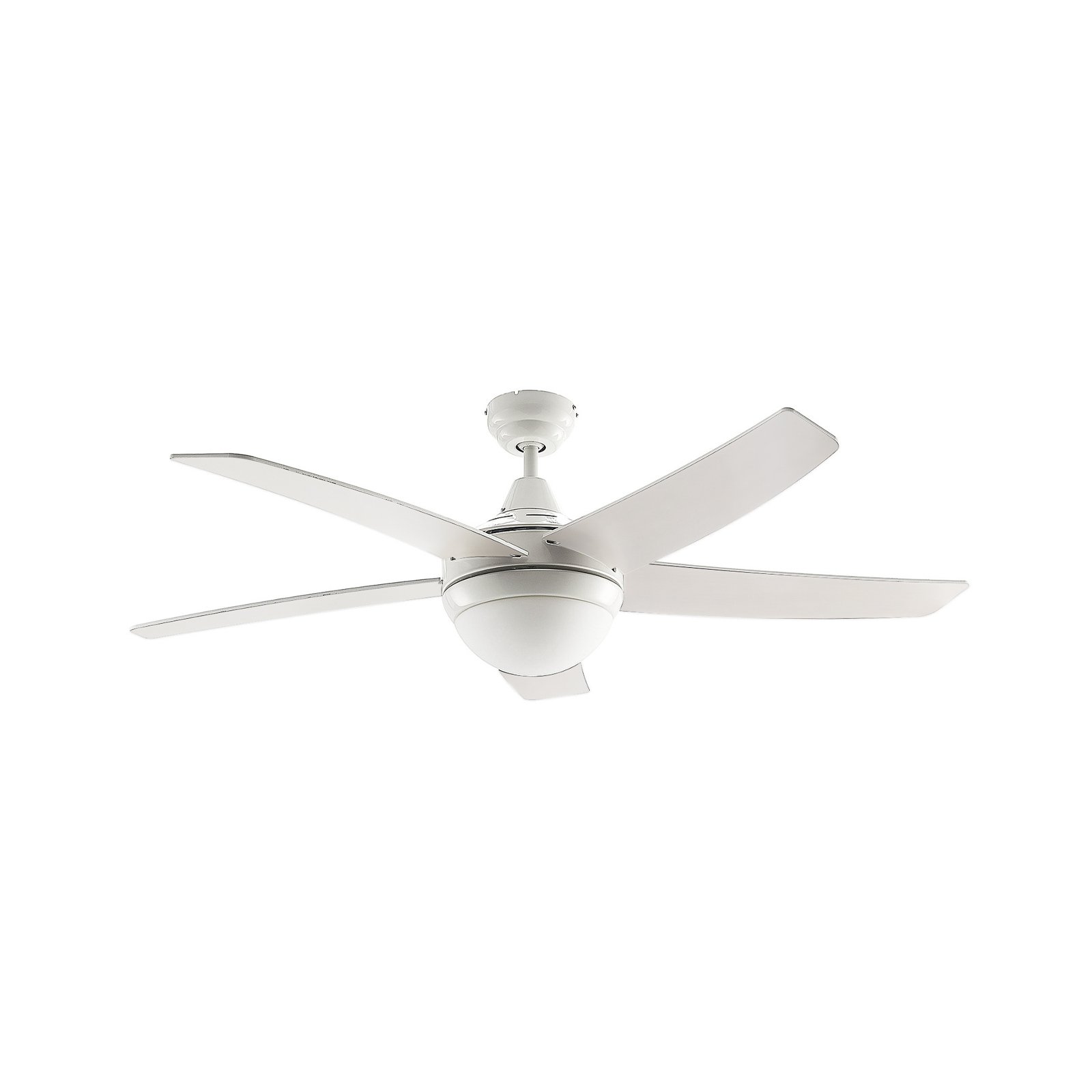 Lindby ceiling fan with light Auraya, quiet, white, 130cm