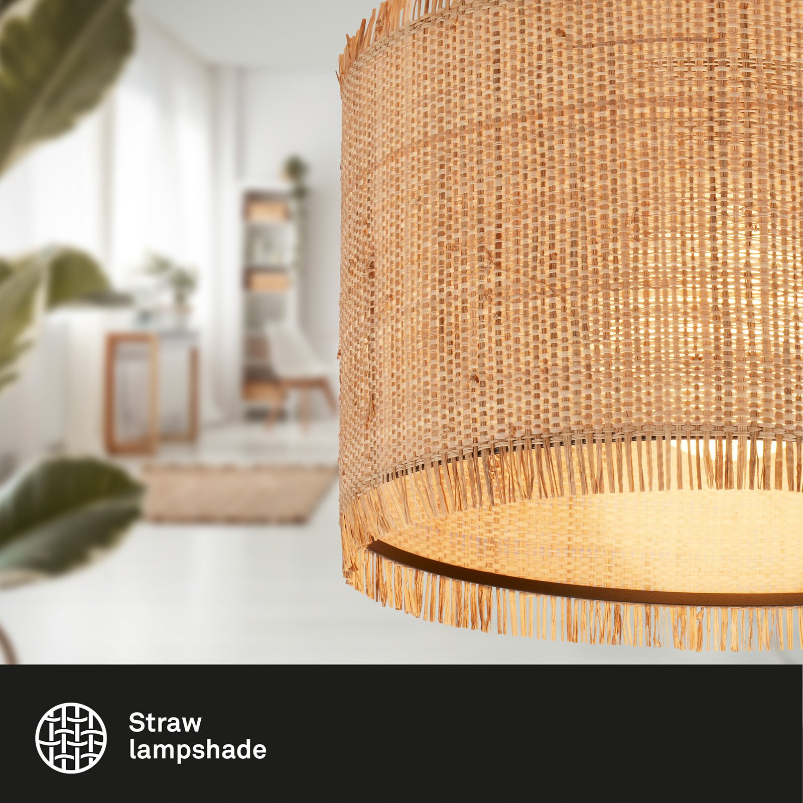 Borra ceiling light, natural colour, Ø 40 cm, straw, E27