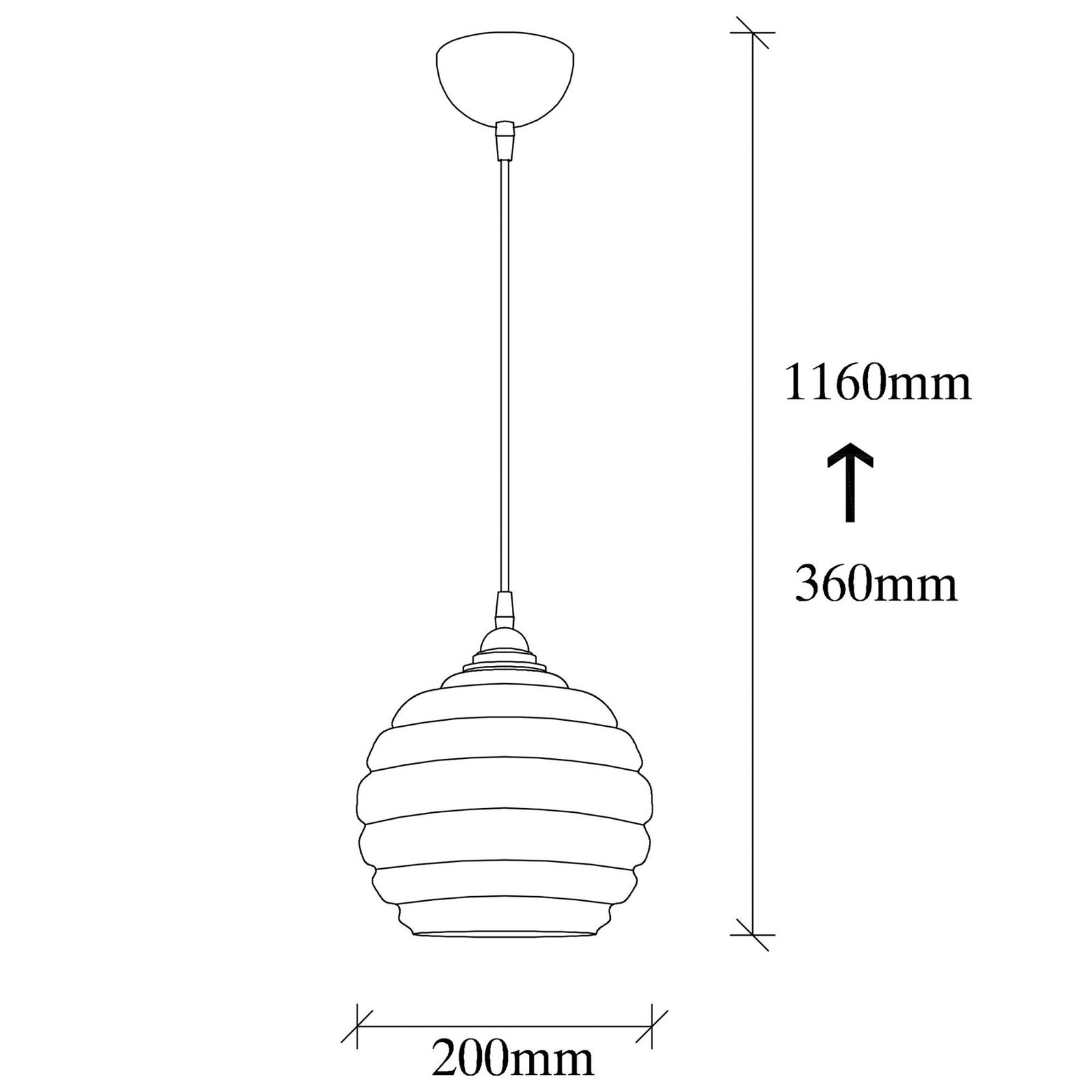 Pendant light Gold 010, gold-transparent, glass, Ø 20 cm