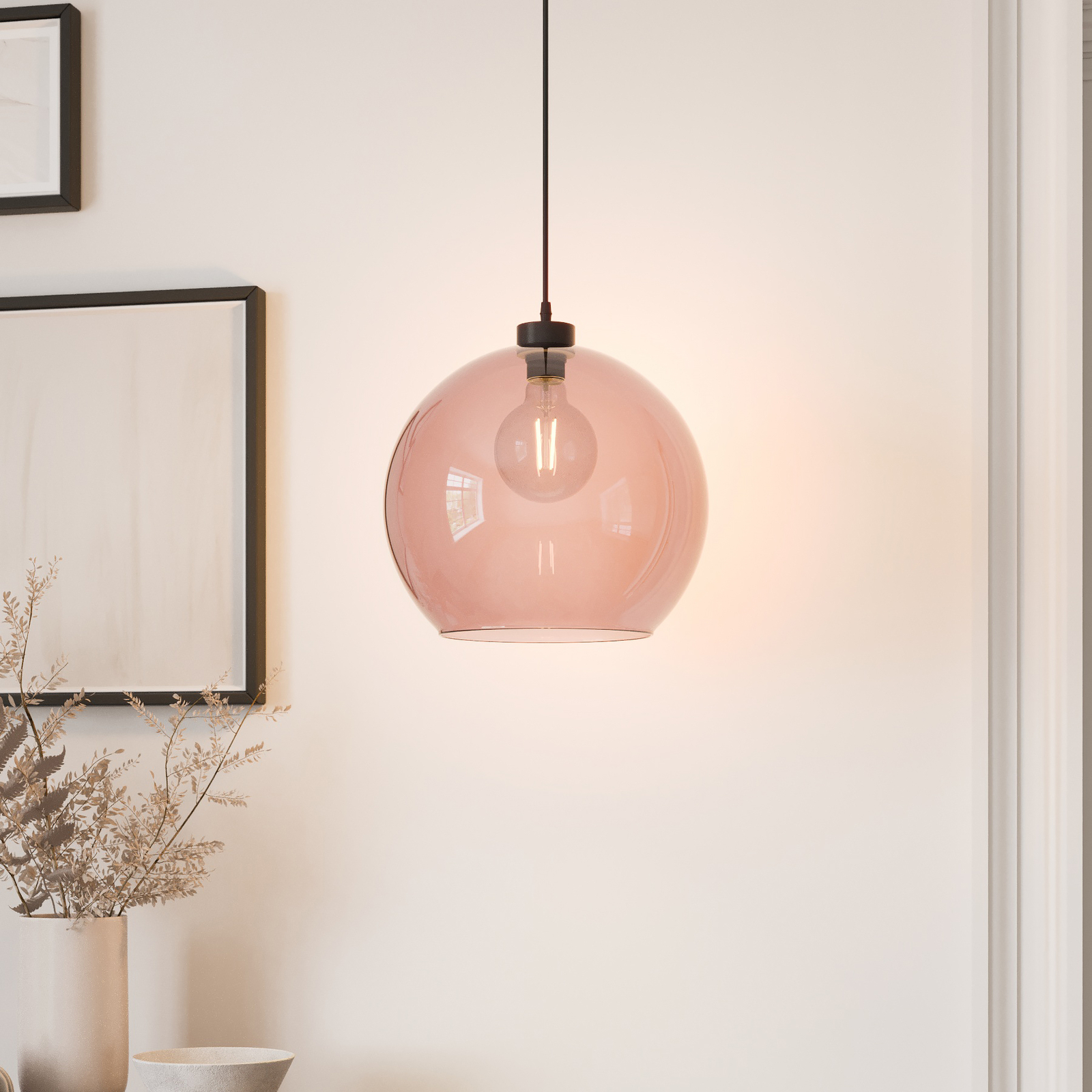 Suspension Cubus, à 1 lampe, rose