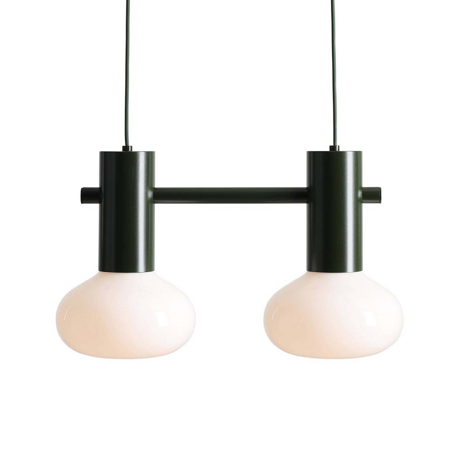 Żyrandol Flo, zielona, 2-punktowa, szkło