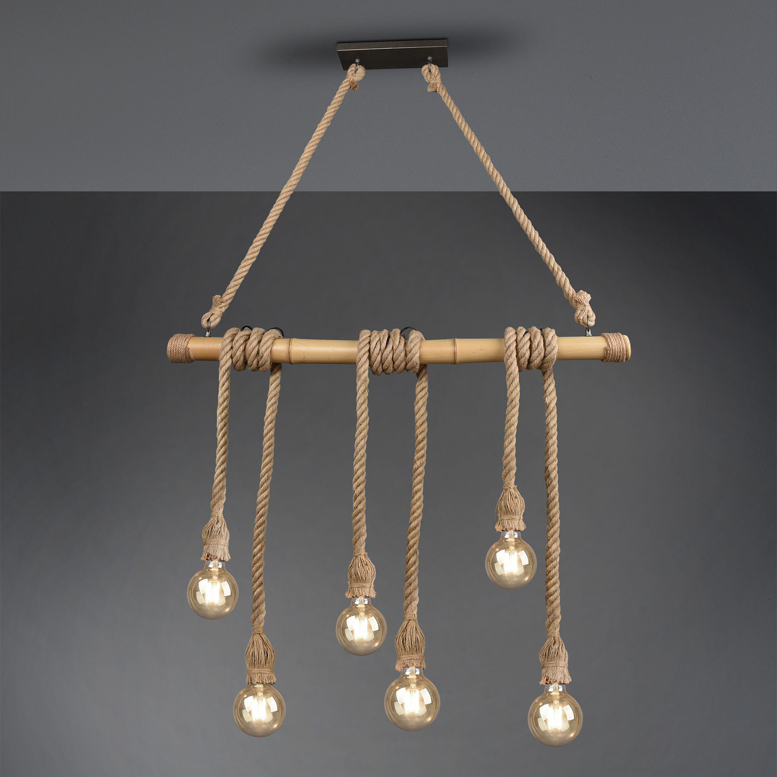 Wilma függő lámpa bambuszból, hat-izzós