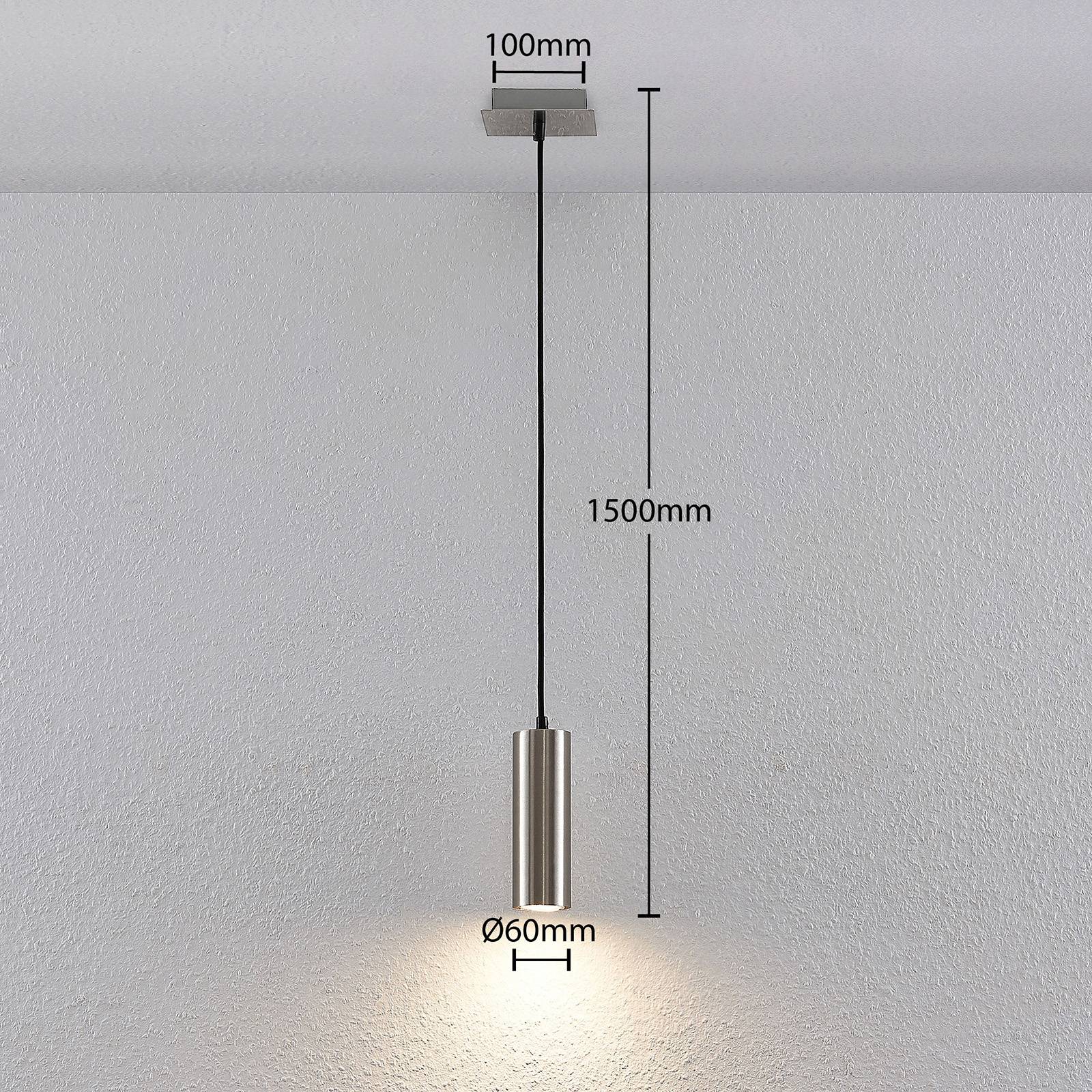 Lampa wisząca Lindby Joffrey, Ø 6 cm, nikiel, metal, GU10