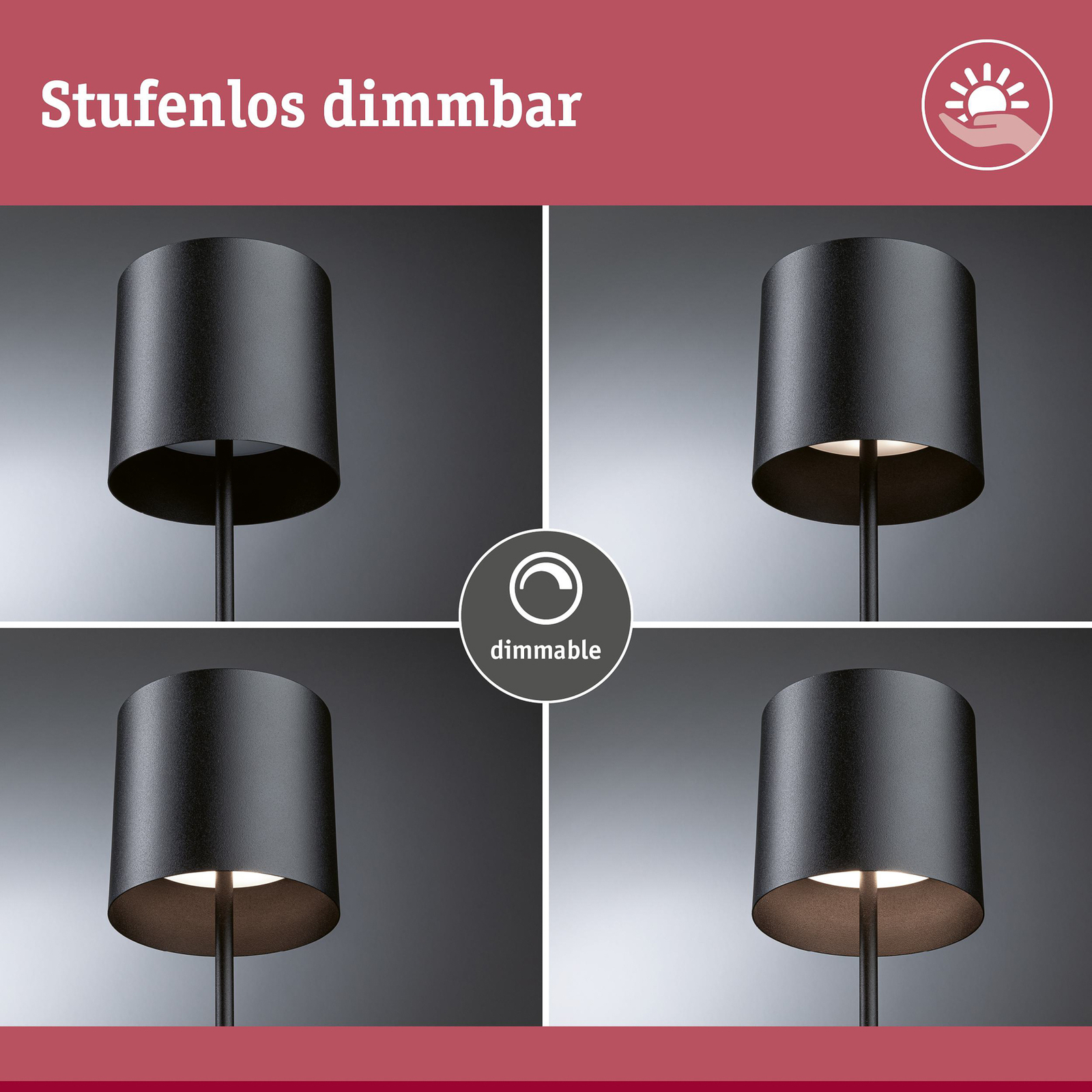 Tuni Portable Lampe de Table IP44 Matt Noir - Paulmann