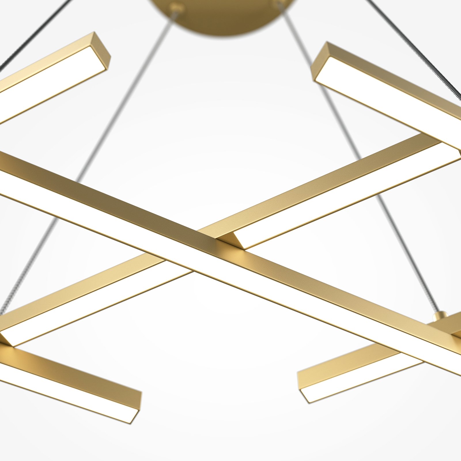 Maytoni LED pendant light Halo, brass-coloured, length 103.5 cm