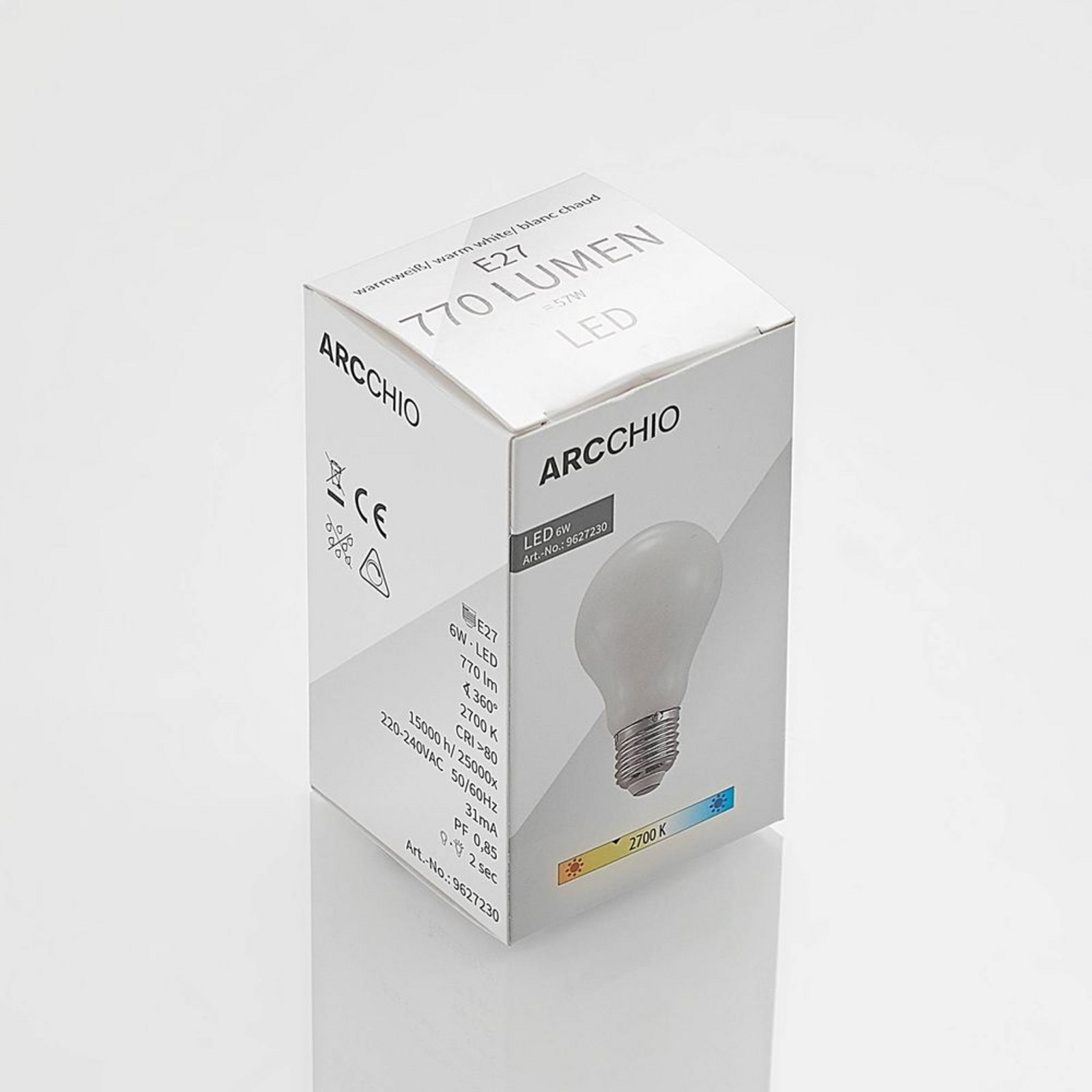 Ljuskälla LED 6W (770lm) 2700K Dimbar E27 - Arcchio