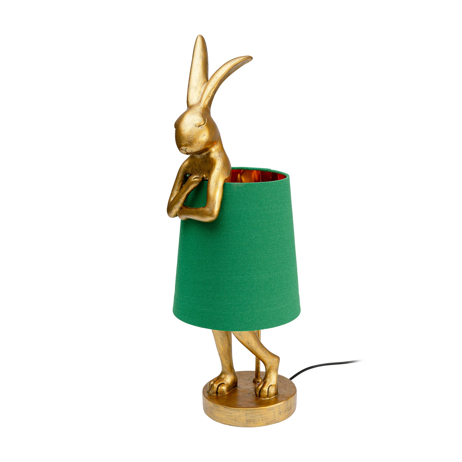 Kare stolová lampa Animal Rabbit, zlatá/zelená, 68 cm, E14