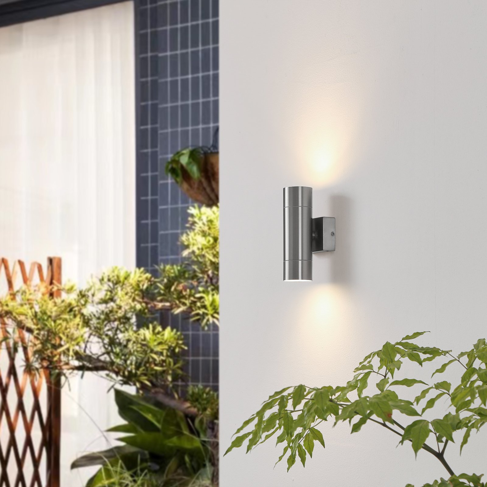 Lindby Myan outdoor wall light, V4A, two-bulb