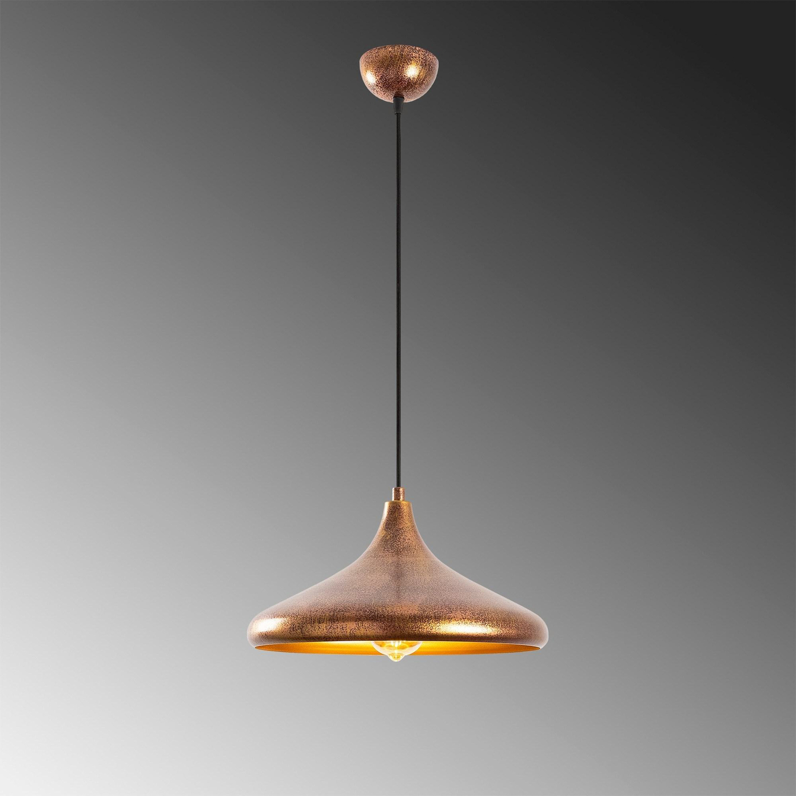 Pendant light Barek 11545, burnished brass, metal, Ø 34 cm