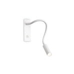 Ideal Lux LED wall light IO, white, flexible arm, switch