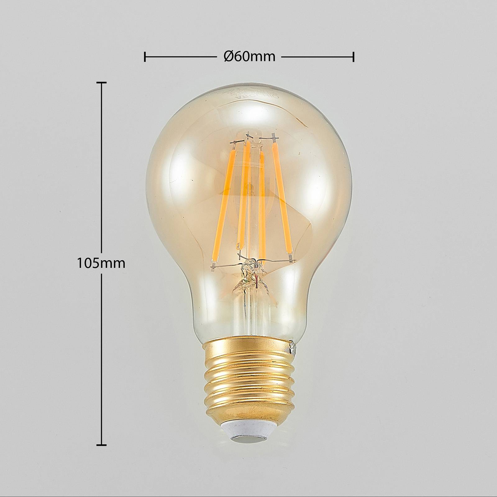 LED lámpa E27 A60 6,5W 2500K borostyán 3 f. dimm