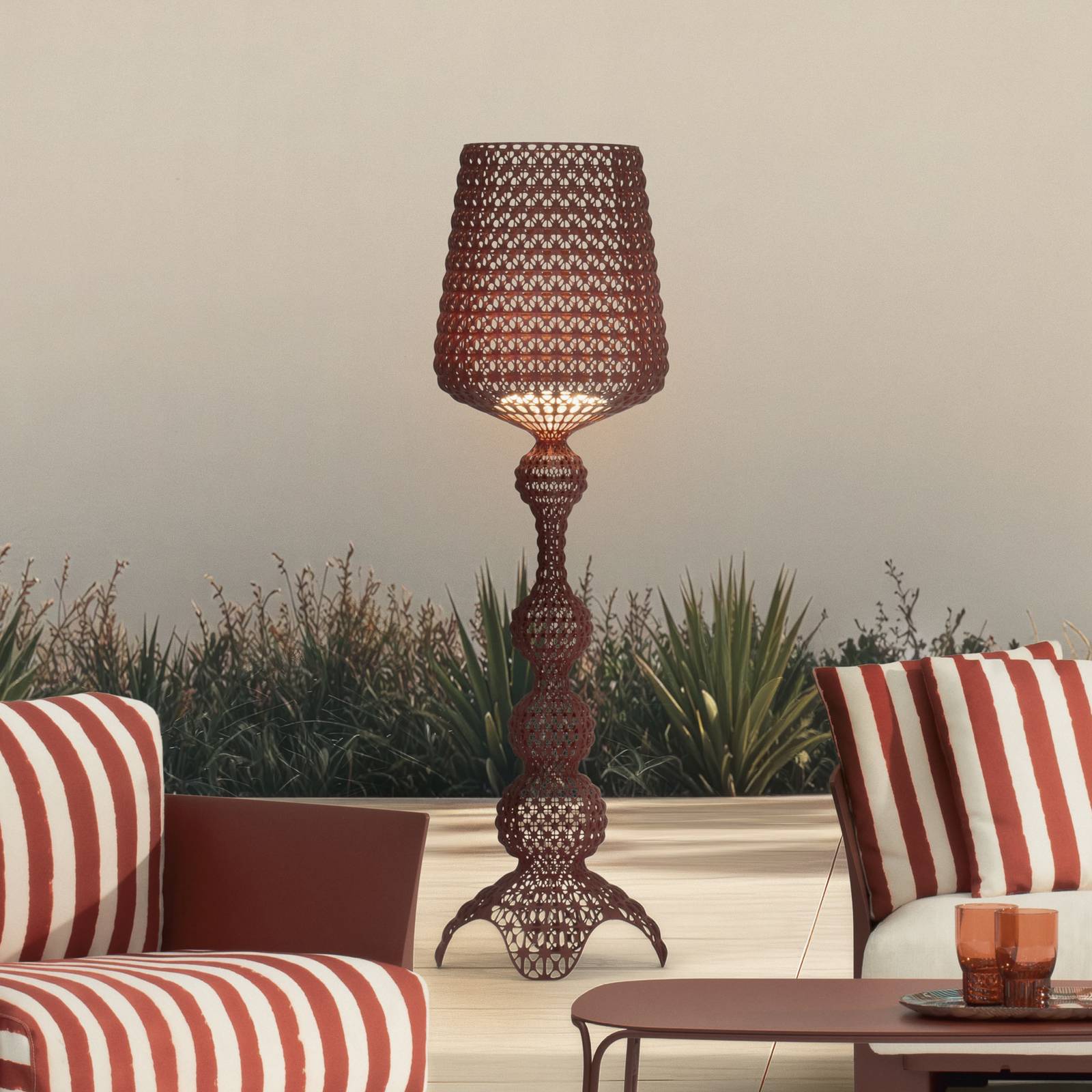 E-shop Kartell LED vonkajšia lampa Kabuki, červená, IP44, stmievateľné