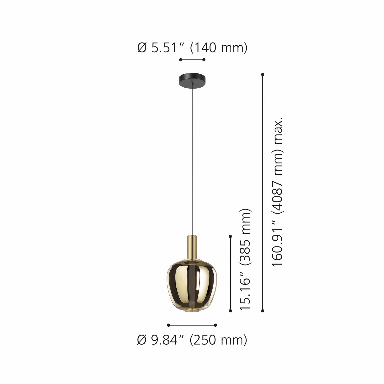 Suspension LED Stars of Light Fruitera dorée Ø 25 cm en verre CCT