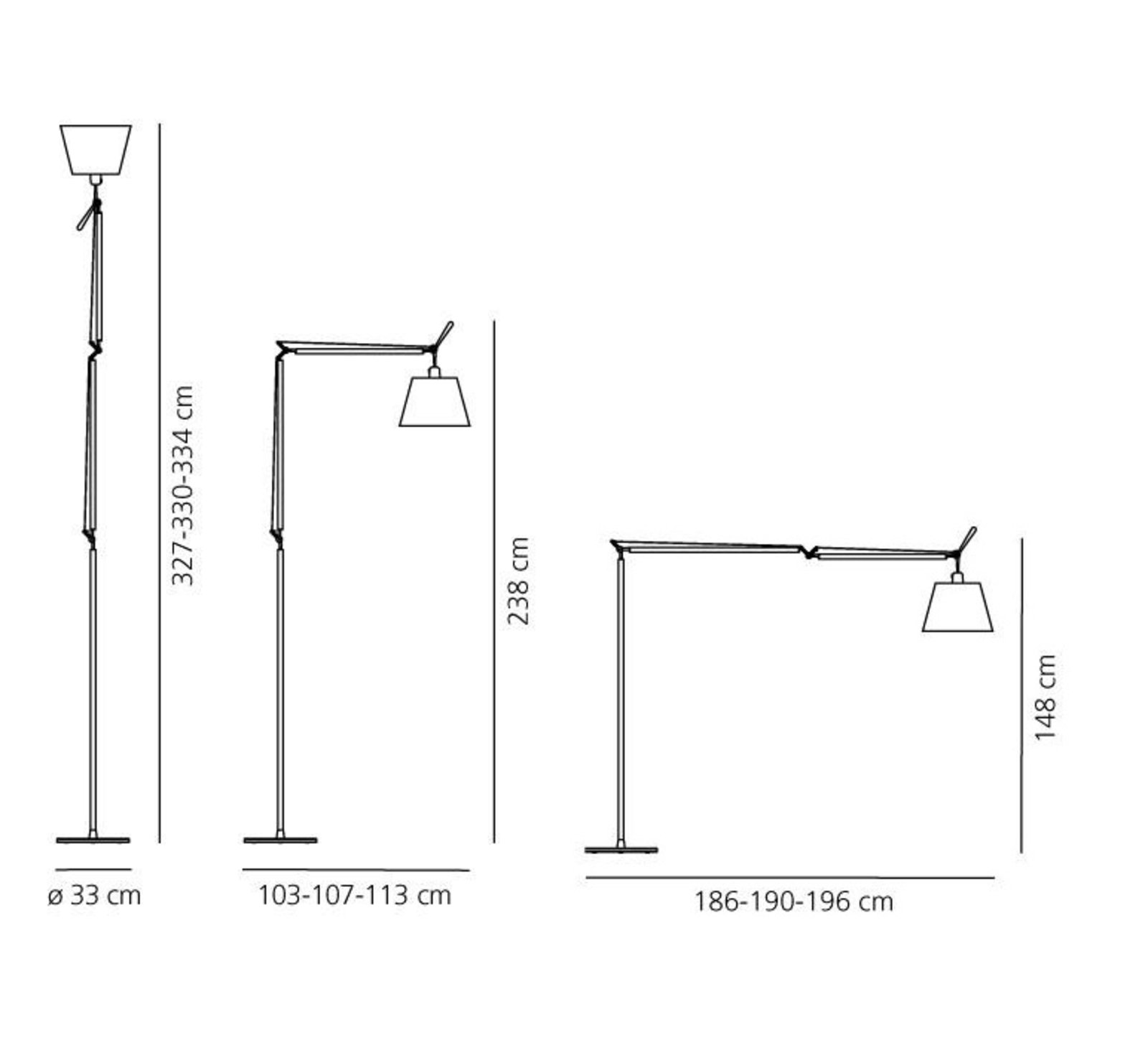 Tolomeo Mega Lampadar cu Dimmer ø360 Parchment Black - Artemide