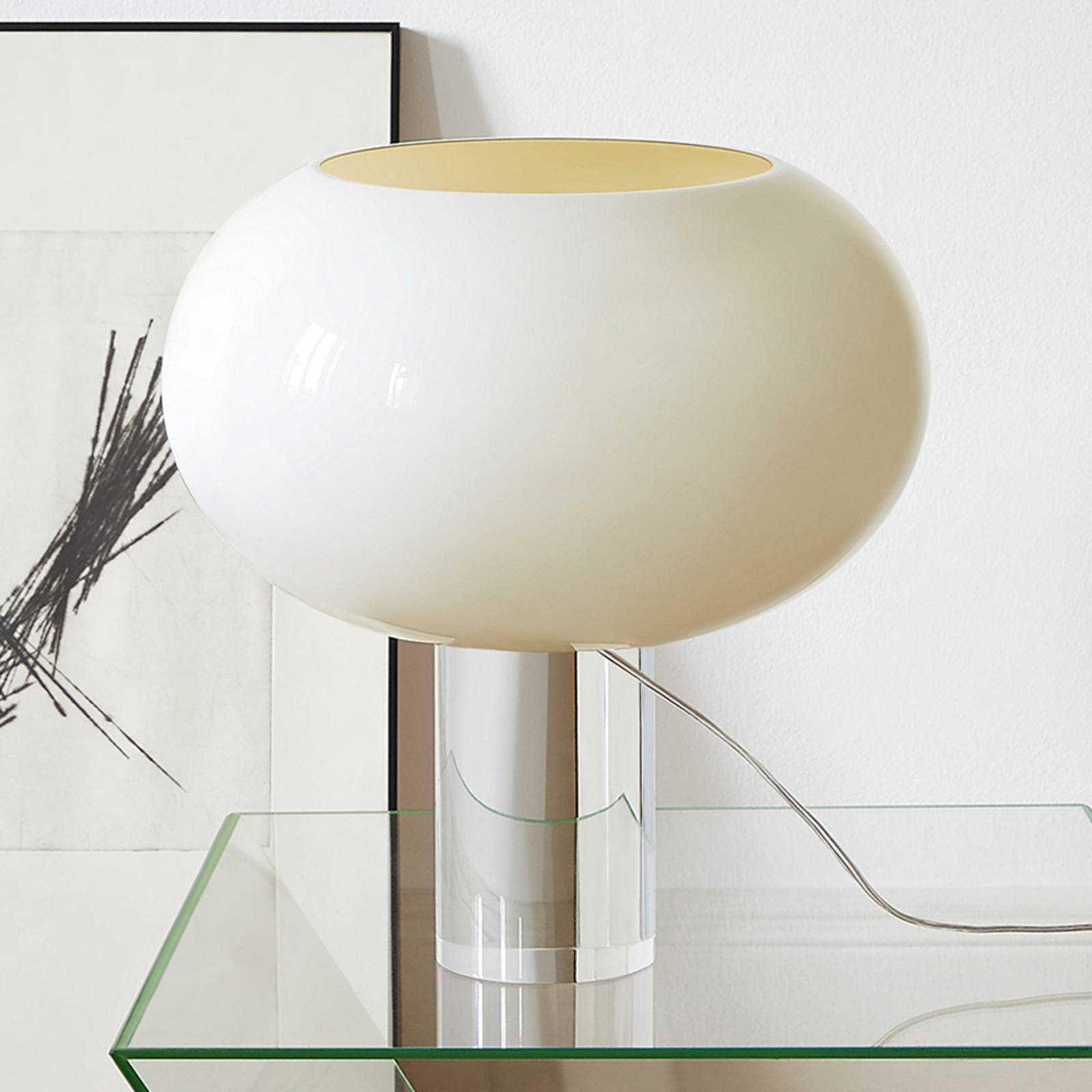 Lampa stołowa Foscarini Buds 2, biały, szkło, tworzywo sztuczne, E27