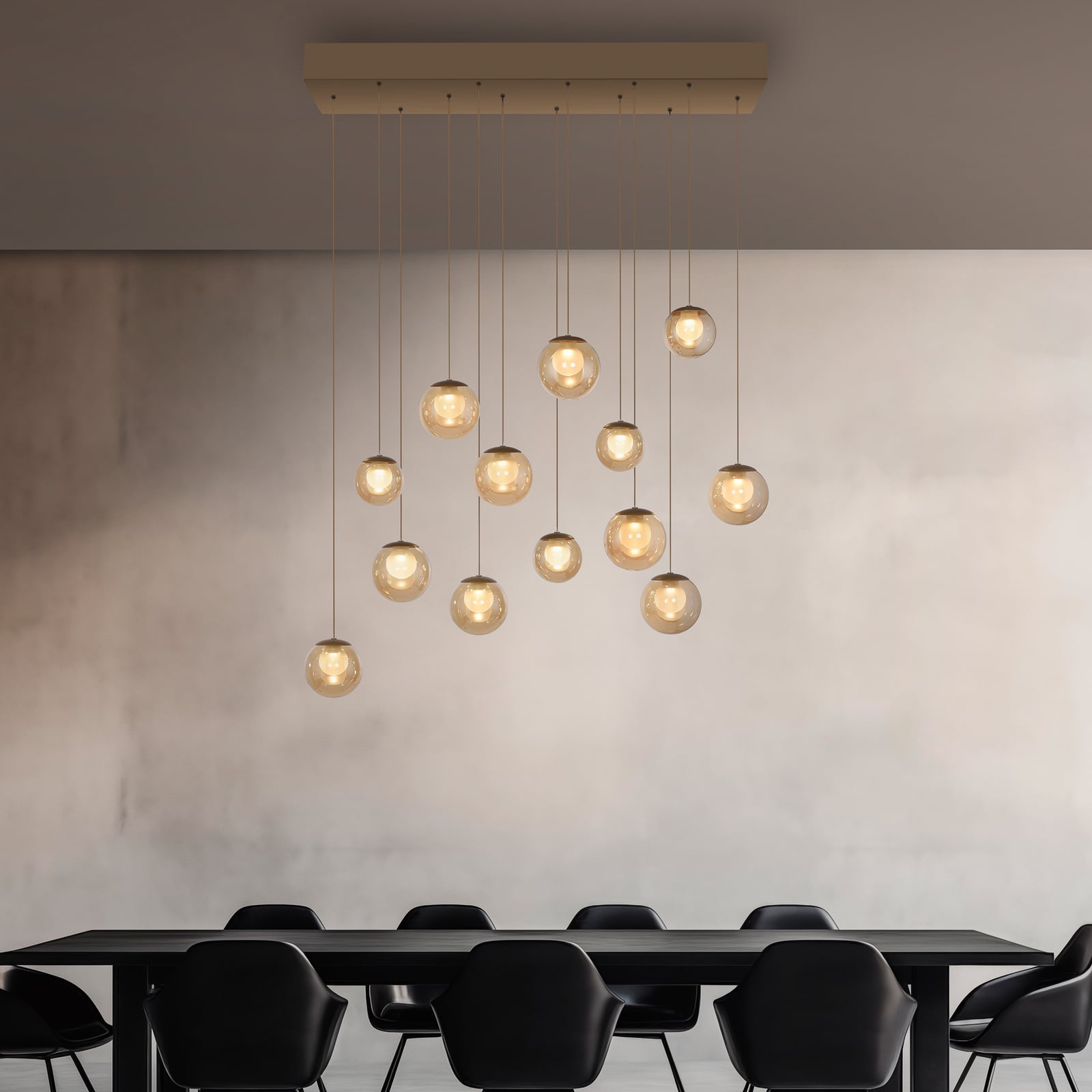 Popup LED-Hängelampe, bronze/amber, 100 cm 13-fl. - PURE Popup LED-Hängelampe, bronze/amber, 100 cm 13-fl. - PURE