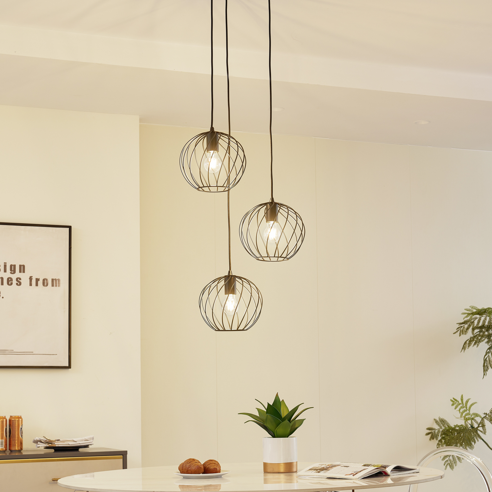 Lindby pendant light Danika, round, Ø 50 cm, black, metal