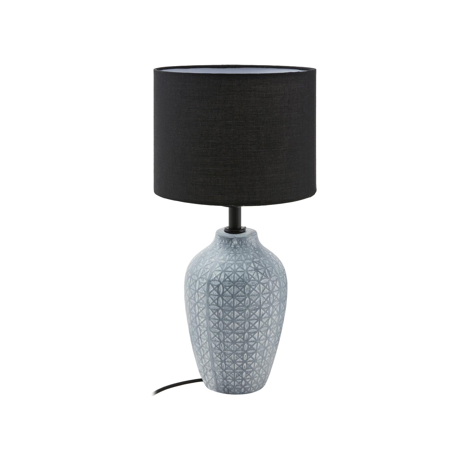 Lindby bordlampe Thalassia, grå/svart, Ø 20cm, keramikk