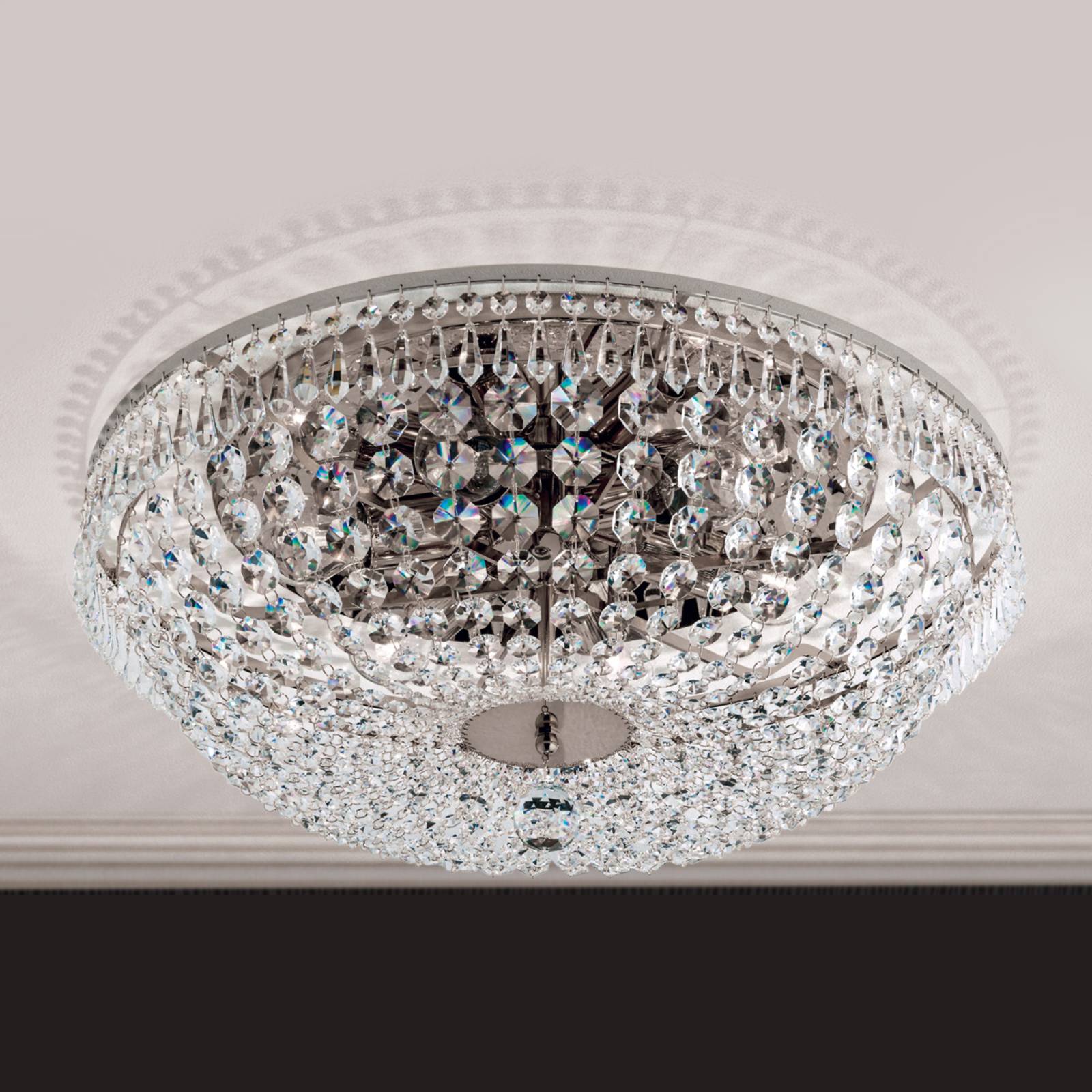 Lampa sufitowa SHERATA, śr. 55 cm, chrom. brzegi