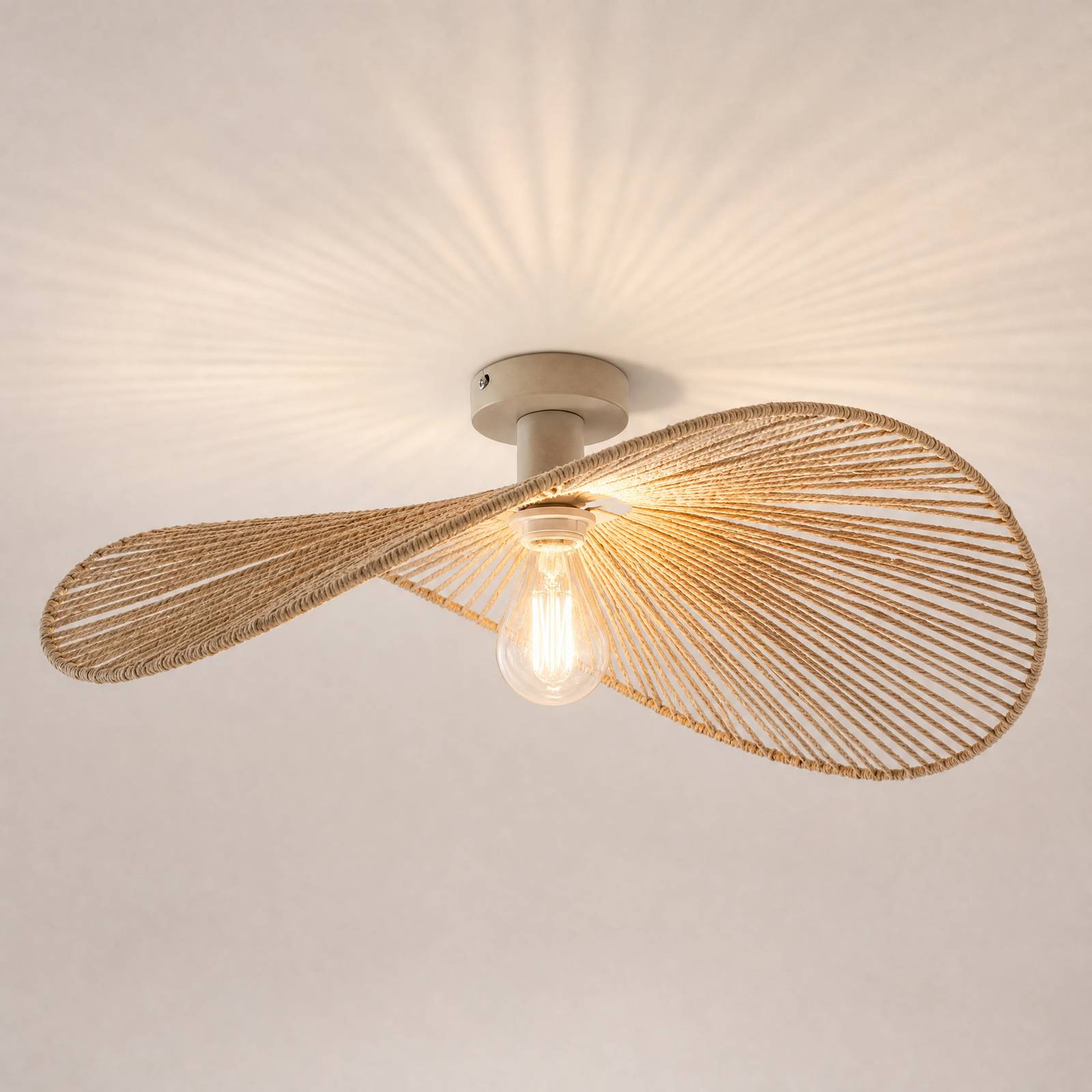 Lampa sufitowa Lindby Valdorin, beżowa, 75 cm x 50 cm, papierowa
