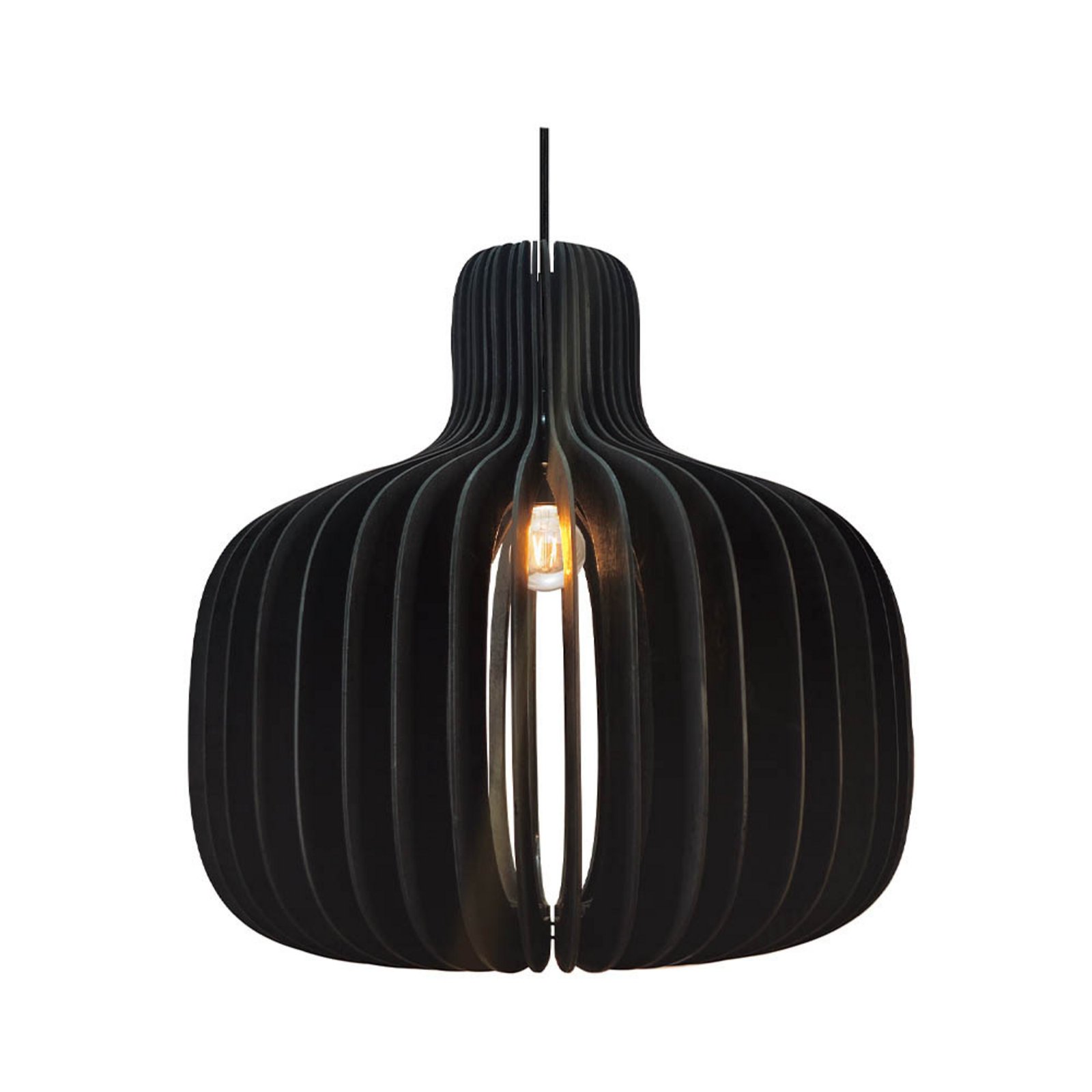 Pendelleuchte Hazo, Ø 43 cm, schwarz, Holz
