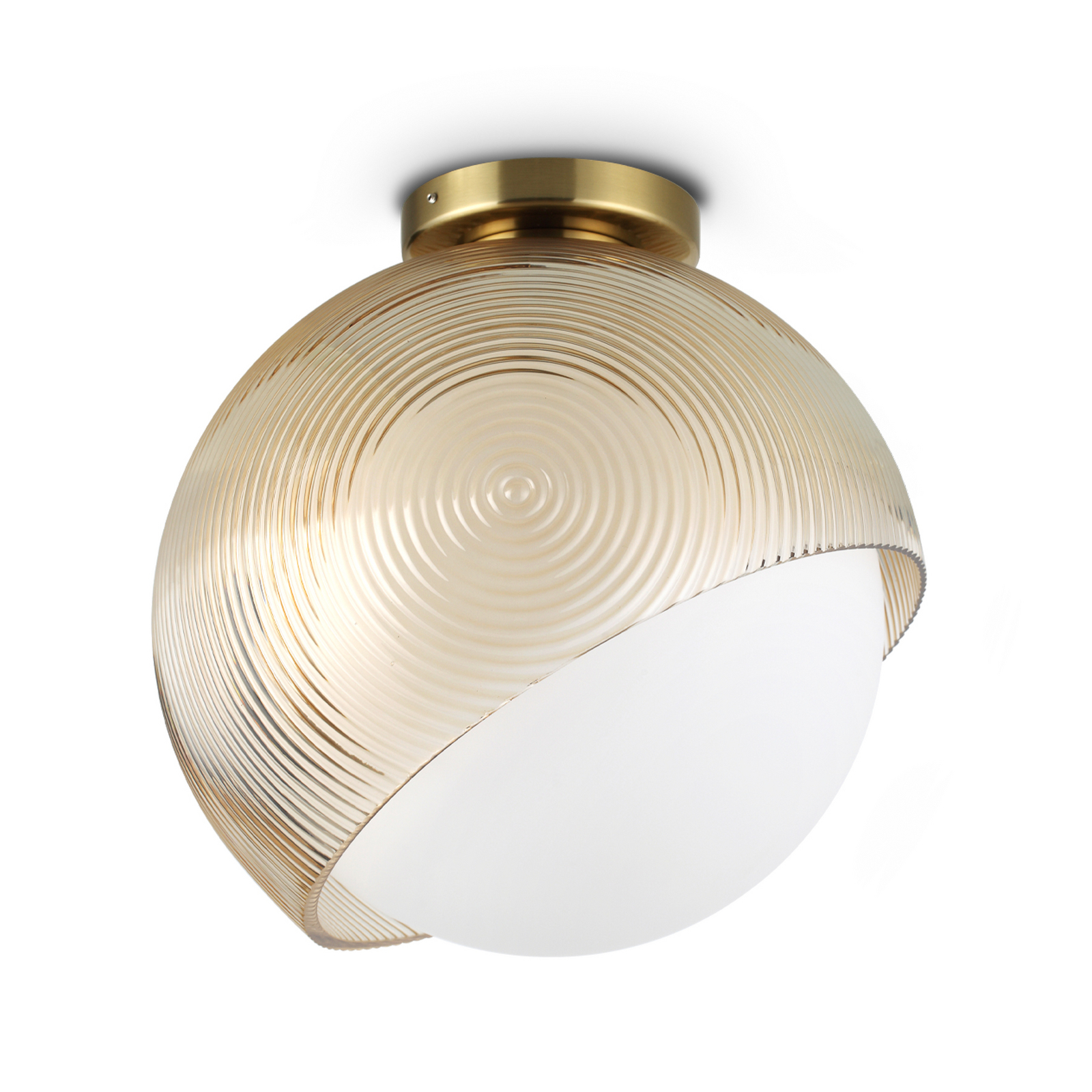 Φωτιστικό οροφής IDEAL LUX Bloom, Ø 30 cm, ορείχαλκος, μέταλλο/γυαλί