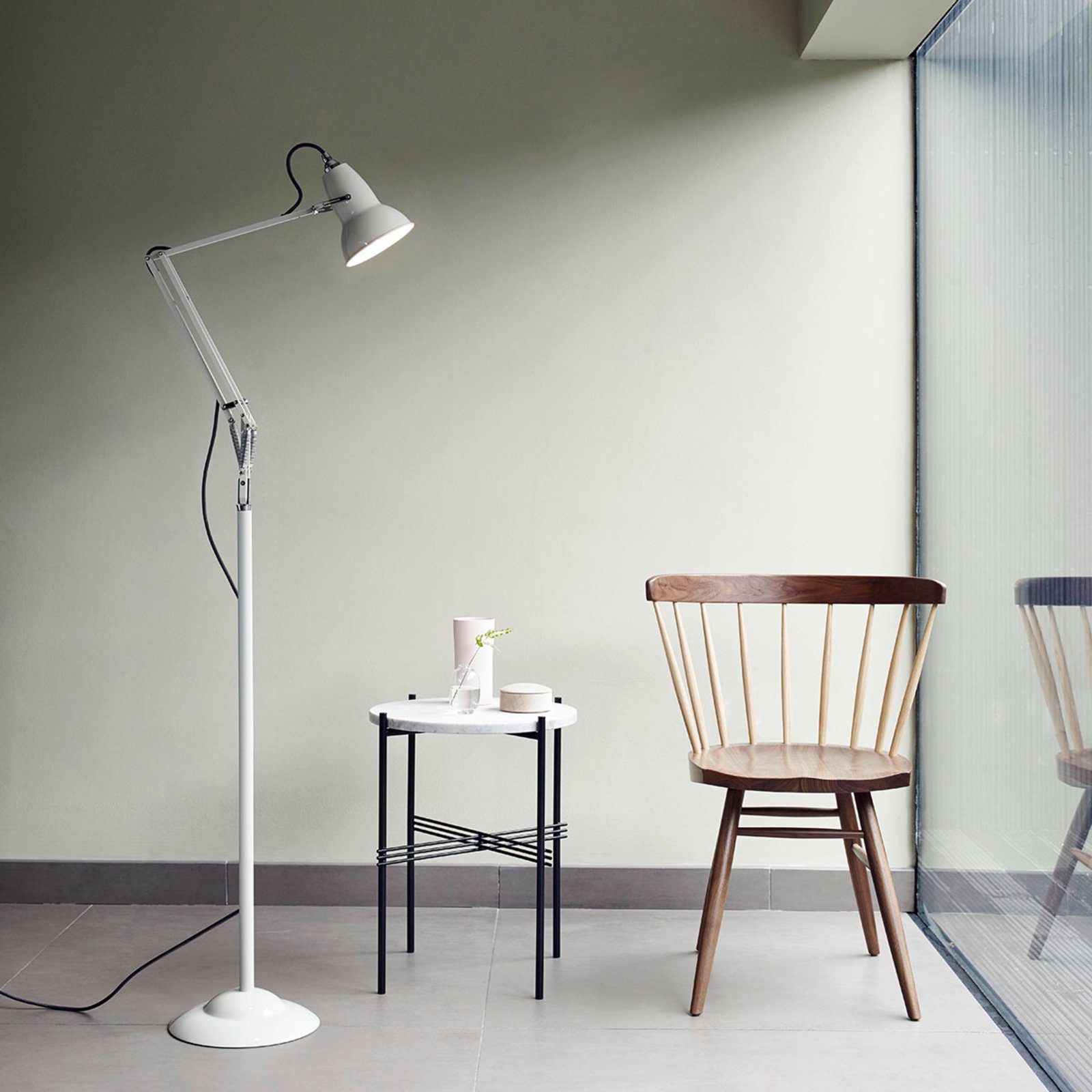 Anglepoise Original 1227 lámpara pie lino blanco