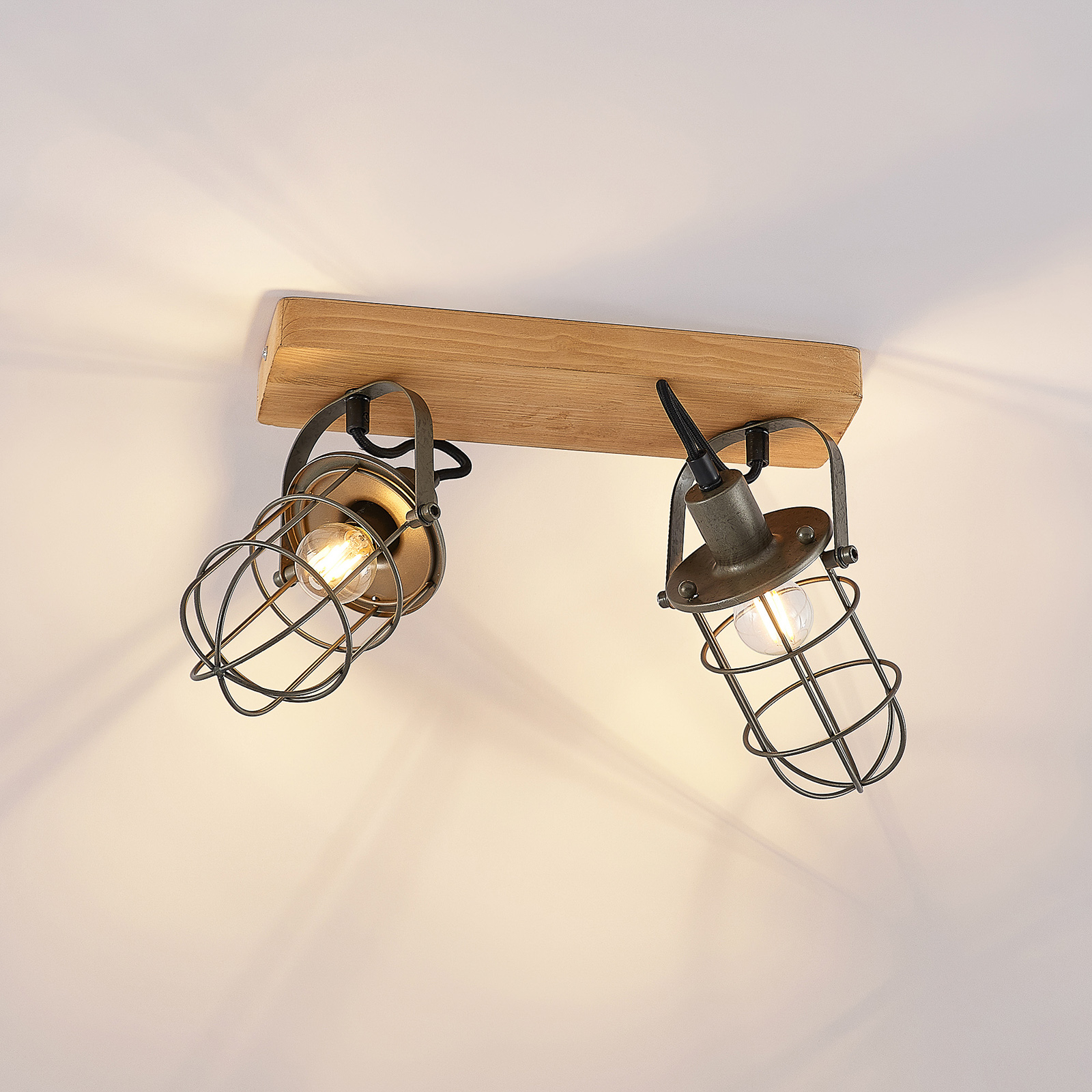 Lindby Serima Deckenlampe mit zwei Käfigschirmen