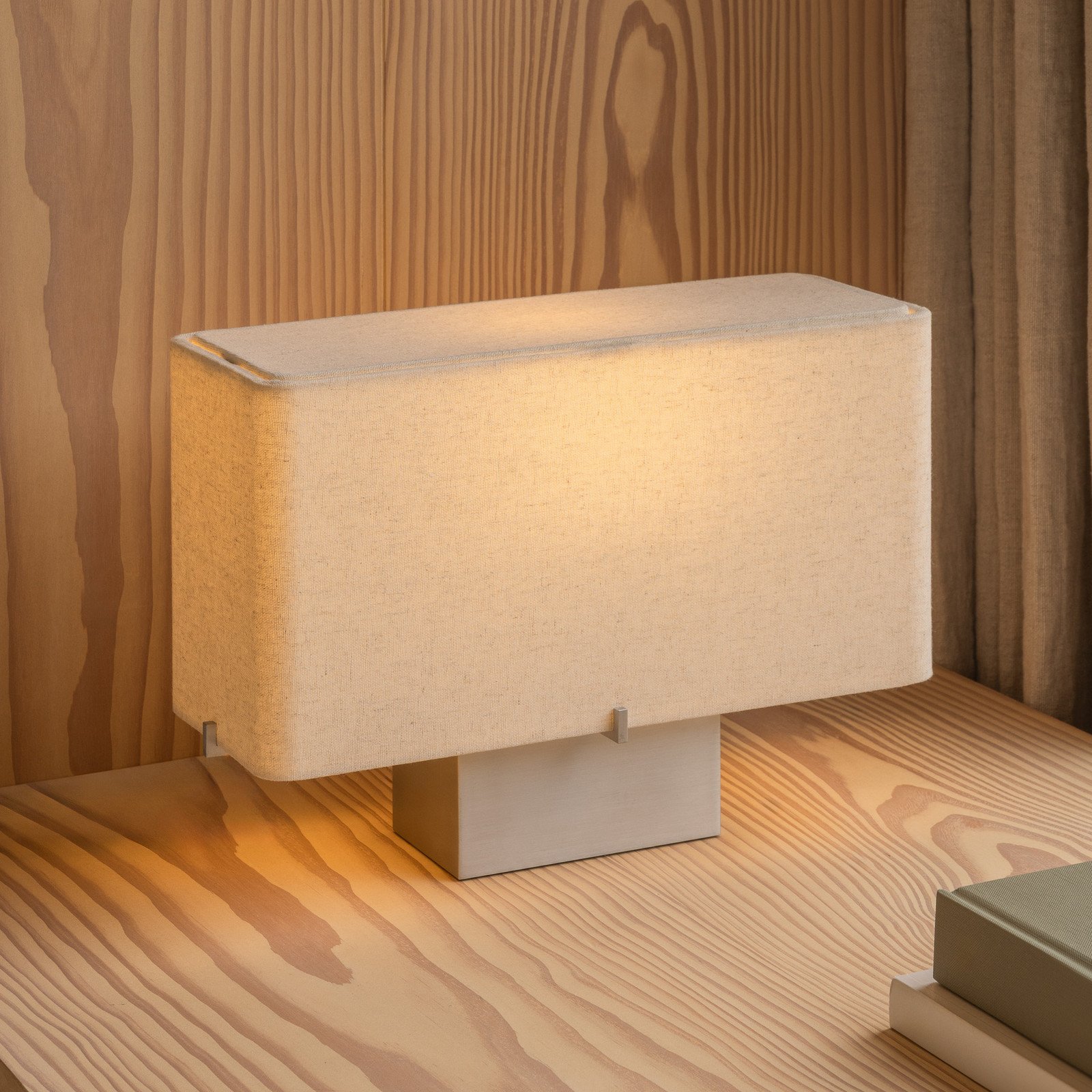 Audo Copenhagen Lampa de masă Audo Nonna culoare aluminiu/nisip înălțime 24 cm metal/țesătură - Camera de zi / sufragerie - Design - aluminiu nisip - Țesătură / Textil