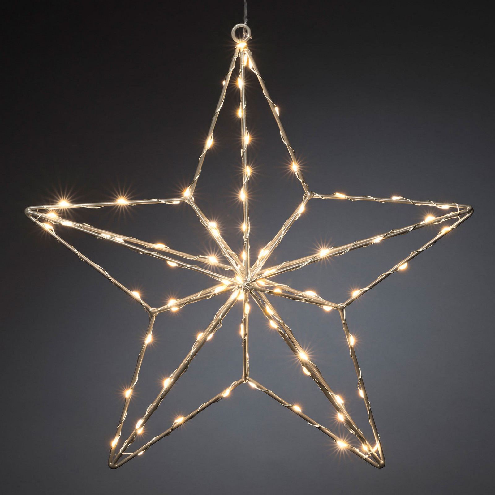 Luz decorativa LED estrela prateada 37x36 cm
