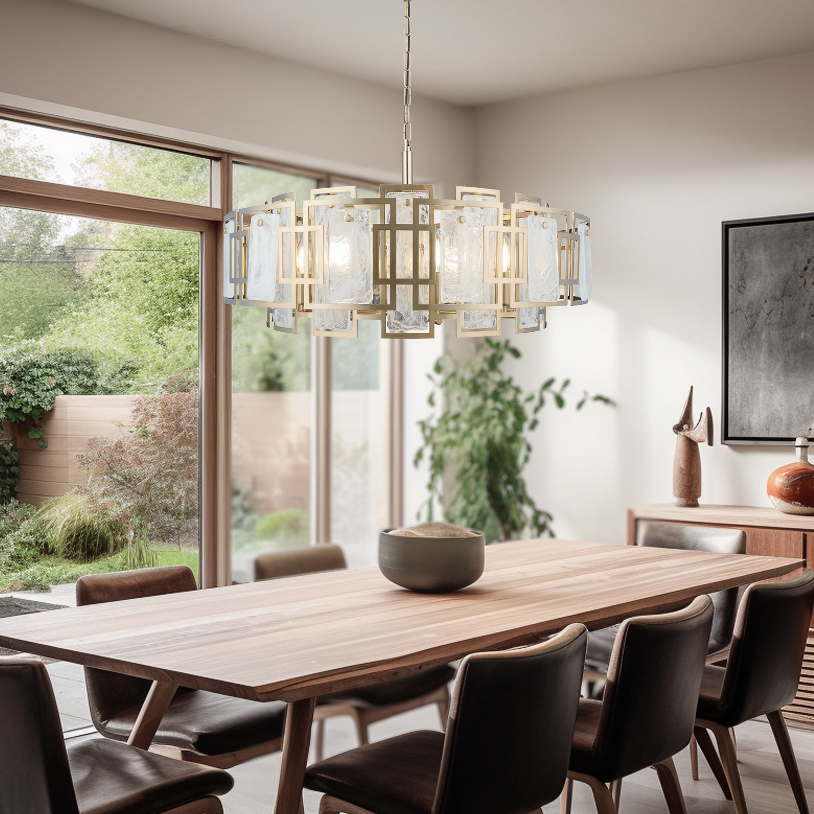 Kroonluchter Karmella, Ø 65 cm antiek messing 8-lamps