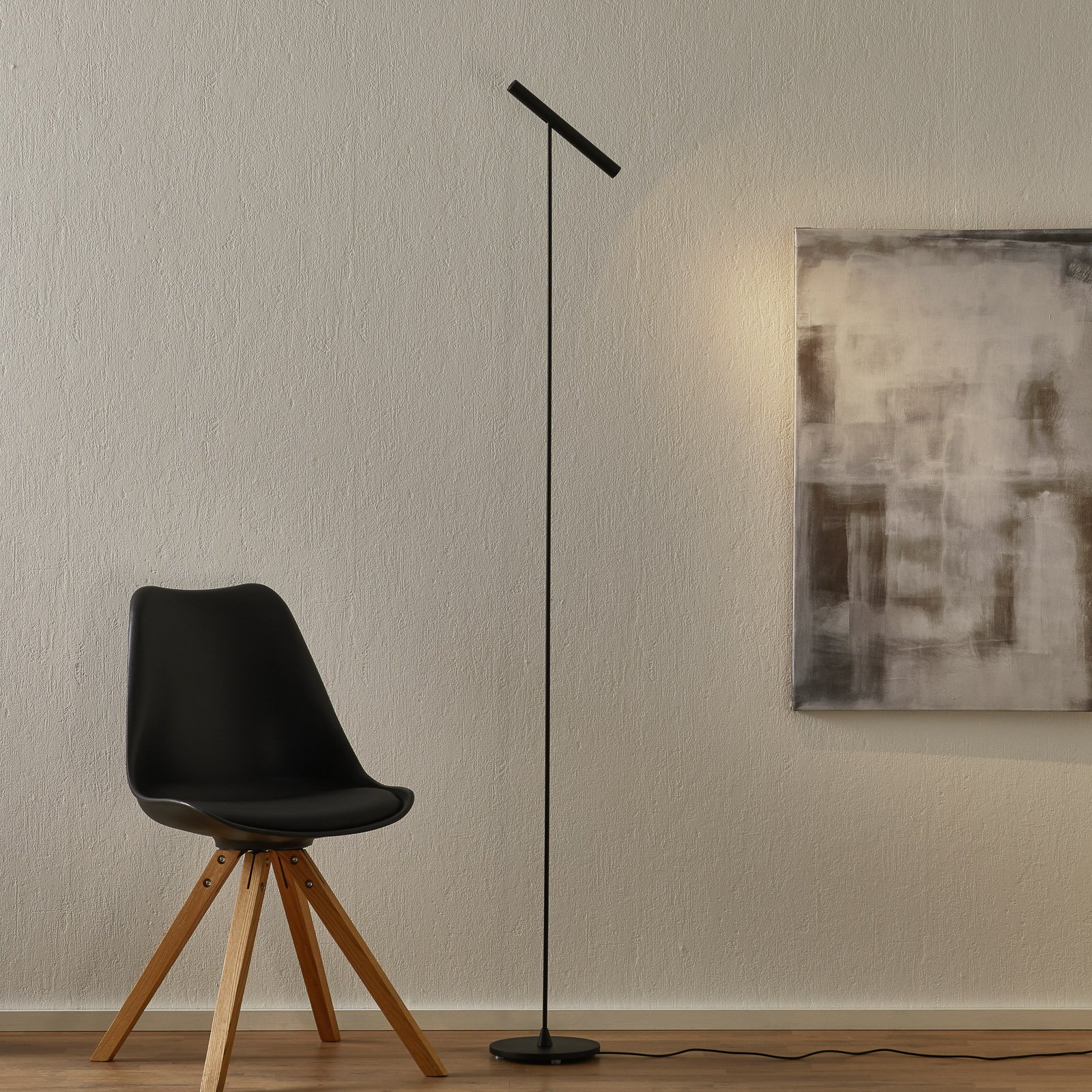 Lampa podłogowa LED Molto Luce Meyjo F, czarna, ściemniacz sensorowy