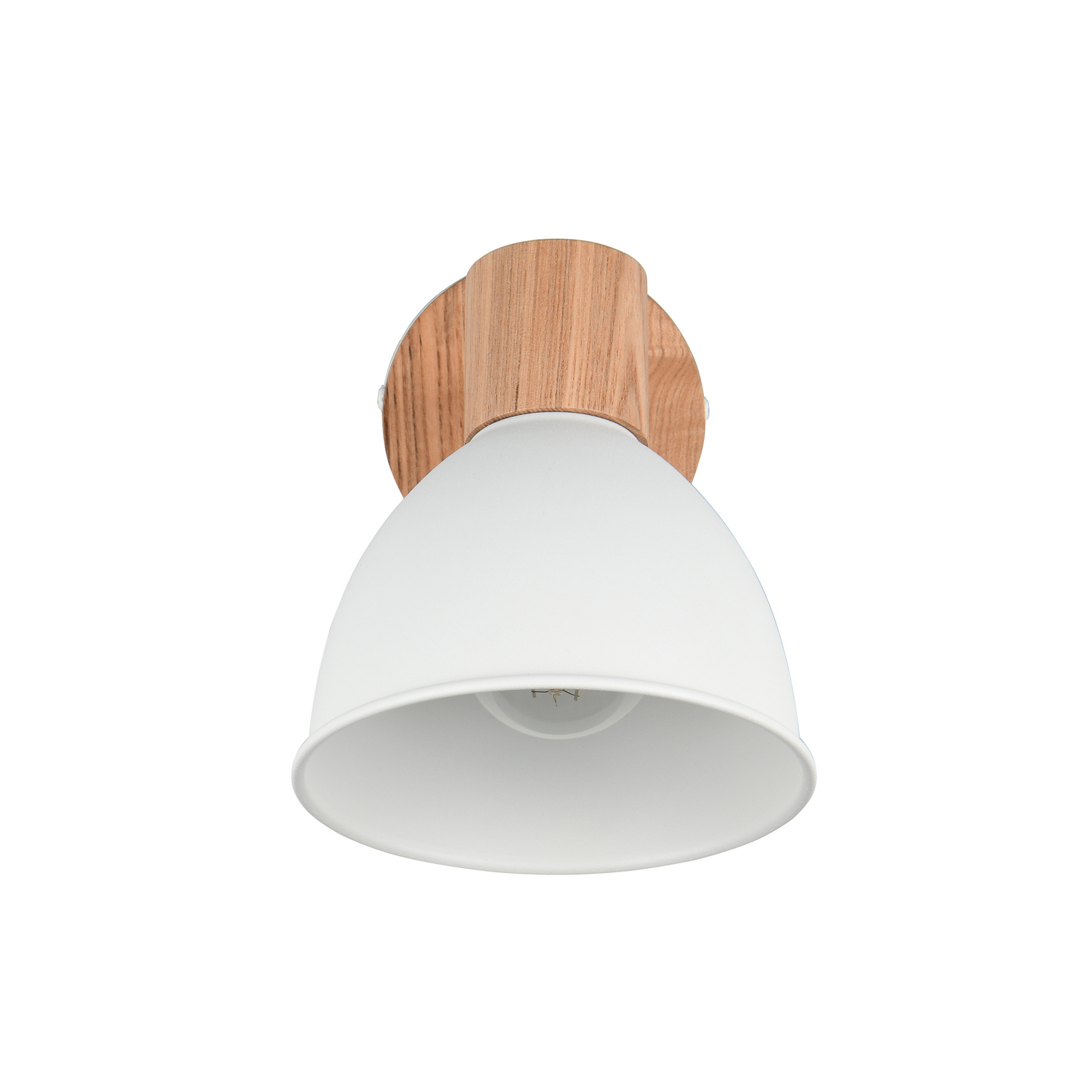 Φωτιστικό οροφής Delume, λευκό, Ø 15 cm, 1 φως, μέταλλο/ξύλο