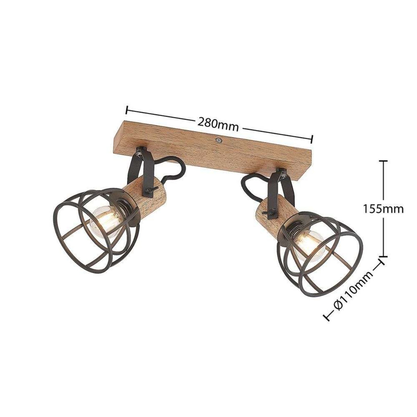 Flintos 2 Stropna lampa Drvo/Crna - Lindby