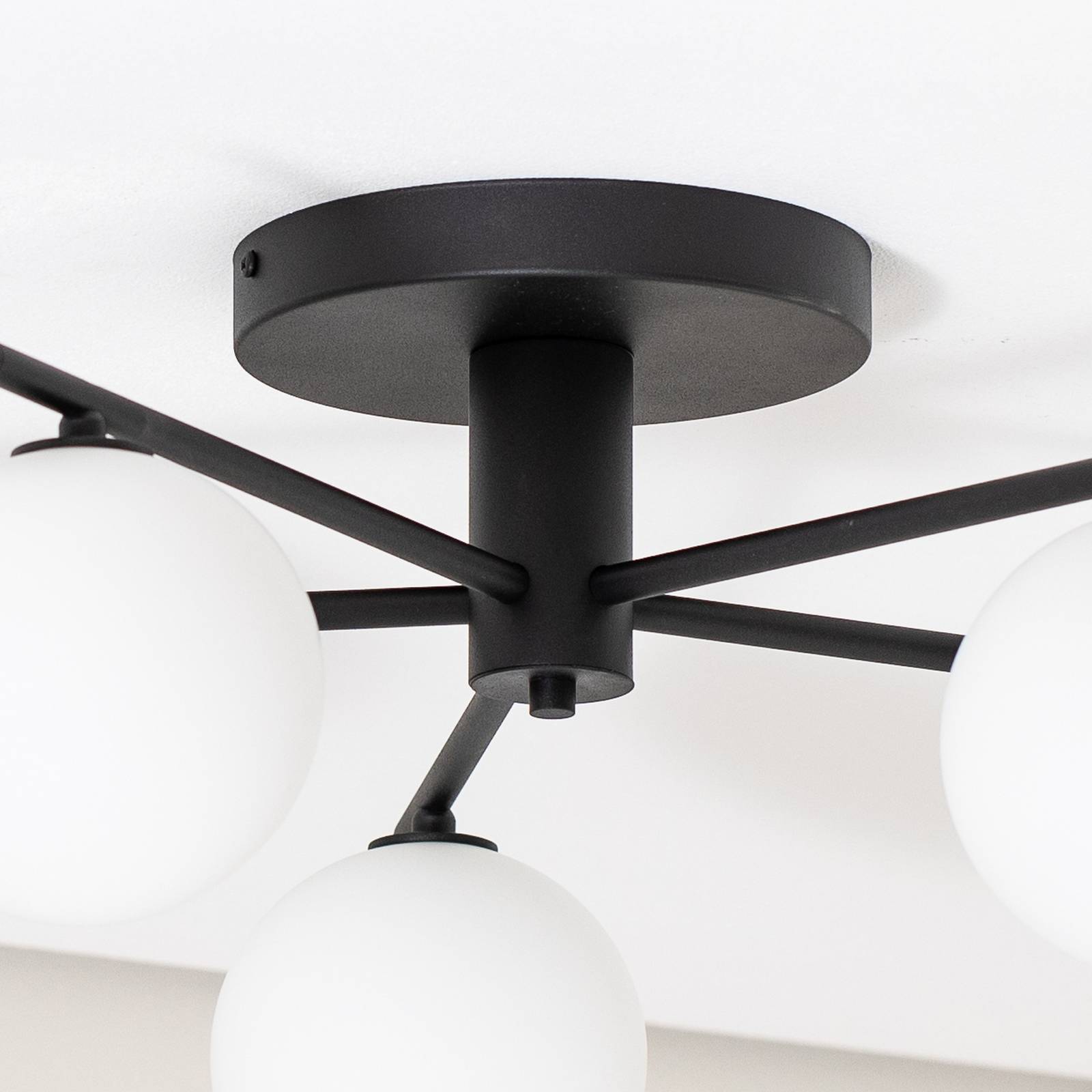 Lampa sufitowa Prato, czarno-biała, szkło, 5-punktowa