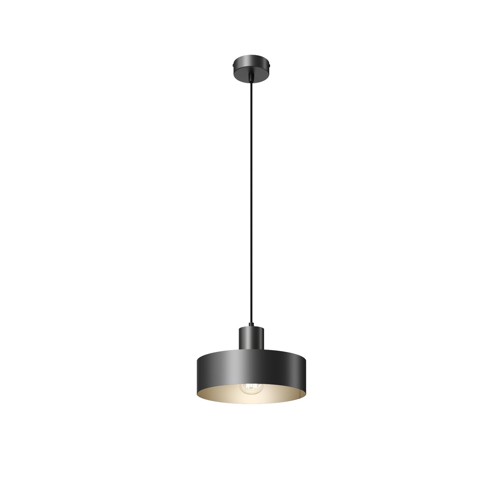 Závesná lampa Rif z kovu, čierna, Ø 25 cm