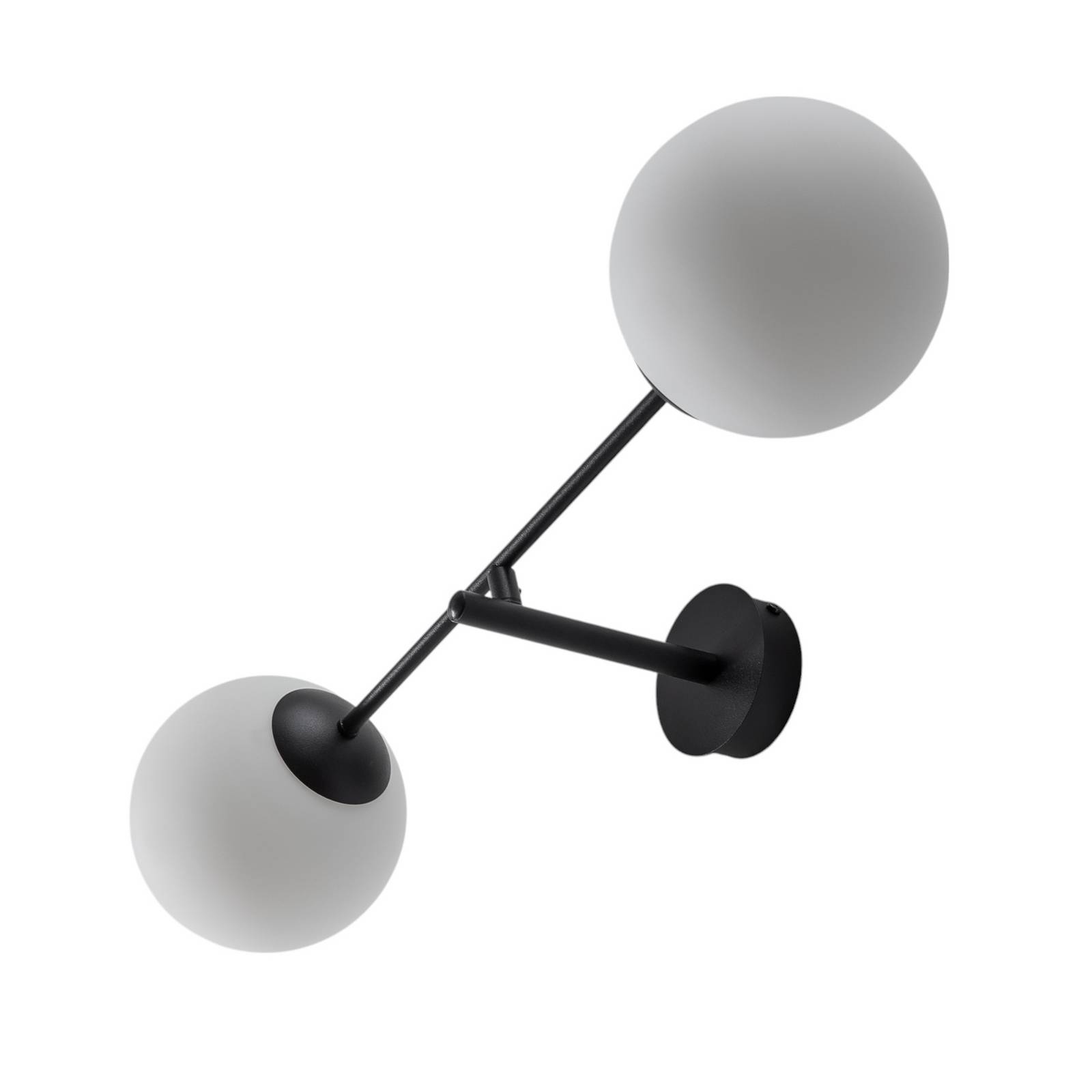 Lampa ścienna Linear, czarna/opalowa, 2-punktowa