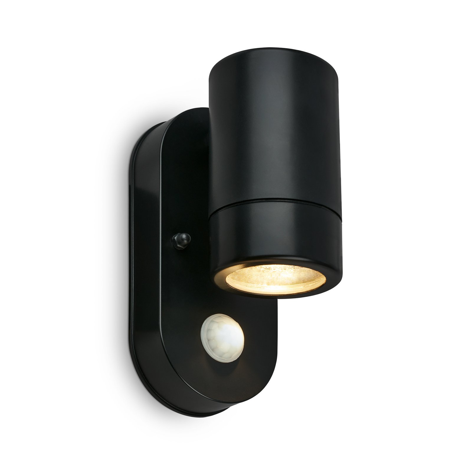 Utendørs vegglampe med sensor 3789015, svart, plast, GU10