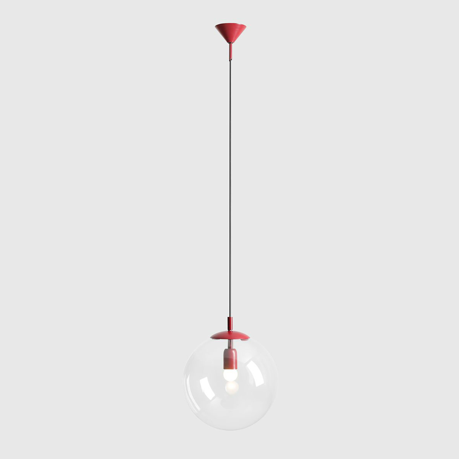 Nohr pendant light glass lampshade, wine red/clear