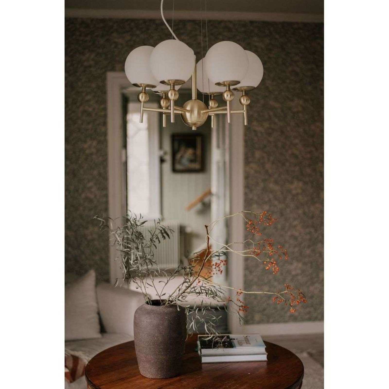 Astrid 50 Lustră Pendul Brushed Brass/White - Globen Lighting